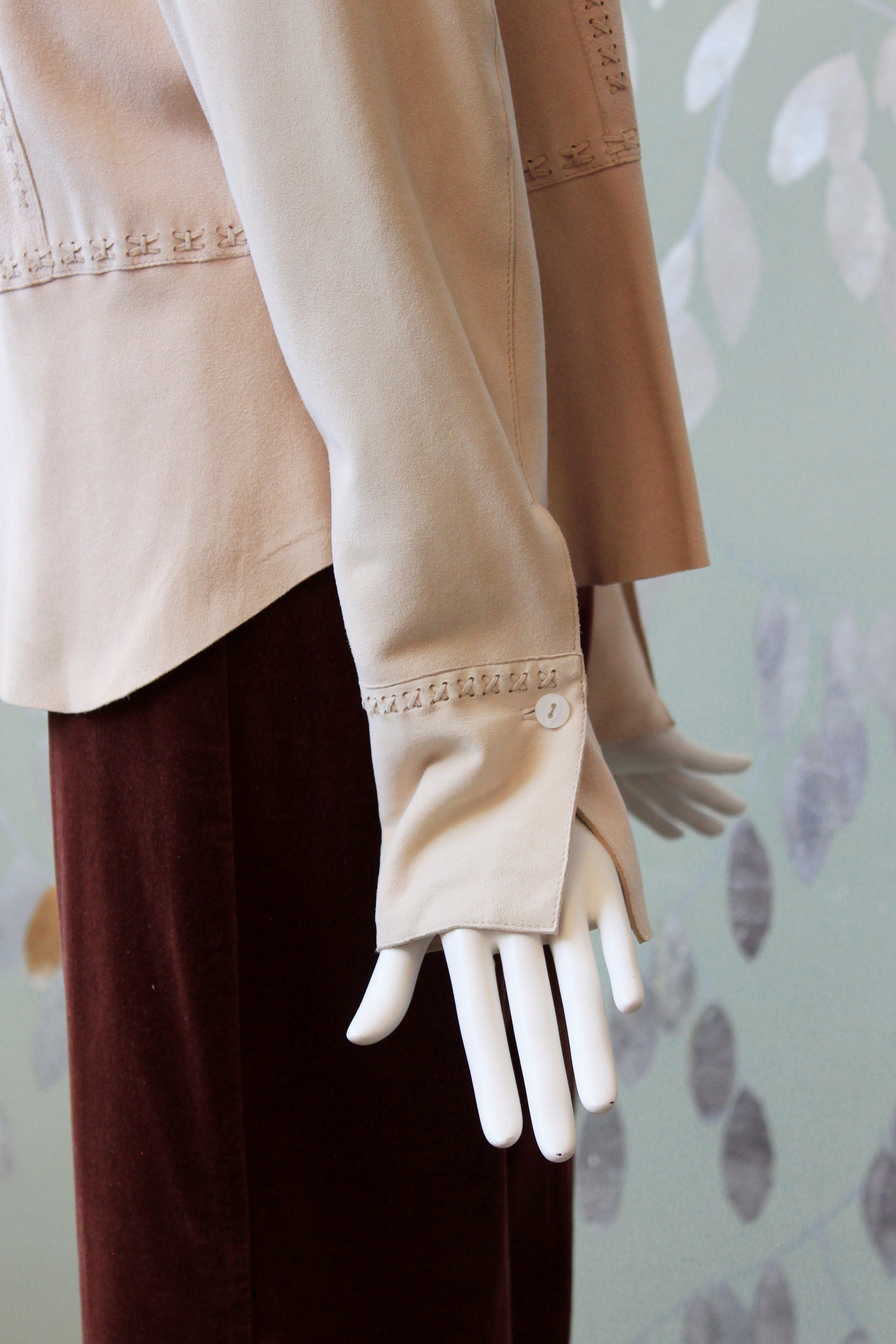 2000s Leder Walter Beige blush pink Jacket With Stitching On The Back, Medium