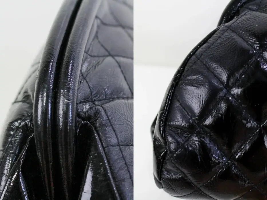 Vintage 2000s Chanel Mademoiselle Black Half Moon Quilted Leather Clutch