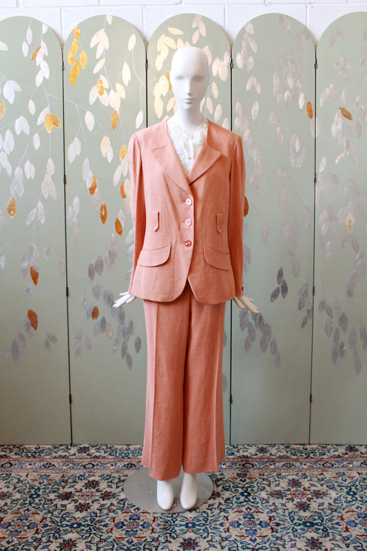1990s Sonia Rykiel Peach Pant Suit Set, Medium 