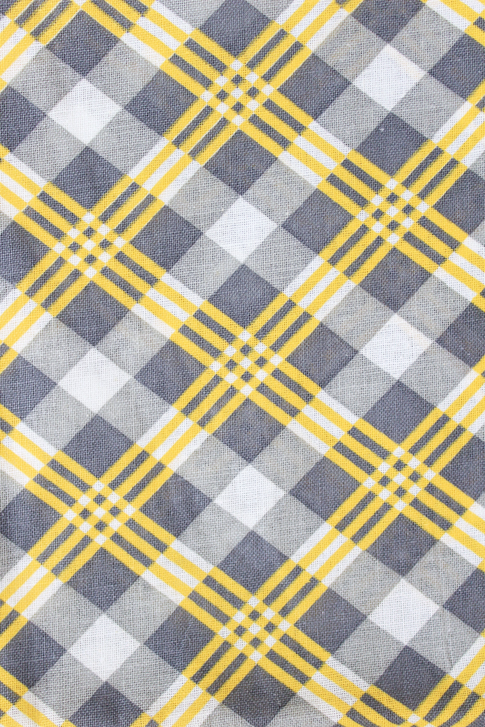 1940s Grey And Yellow Plaid Feedsack, Vintage Sewing/Quilting Fabric