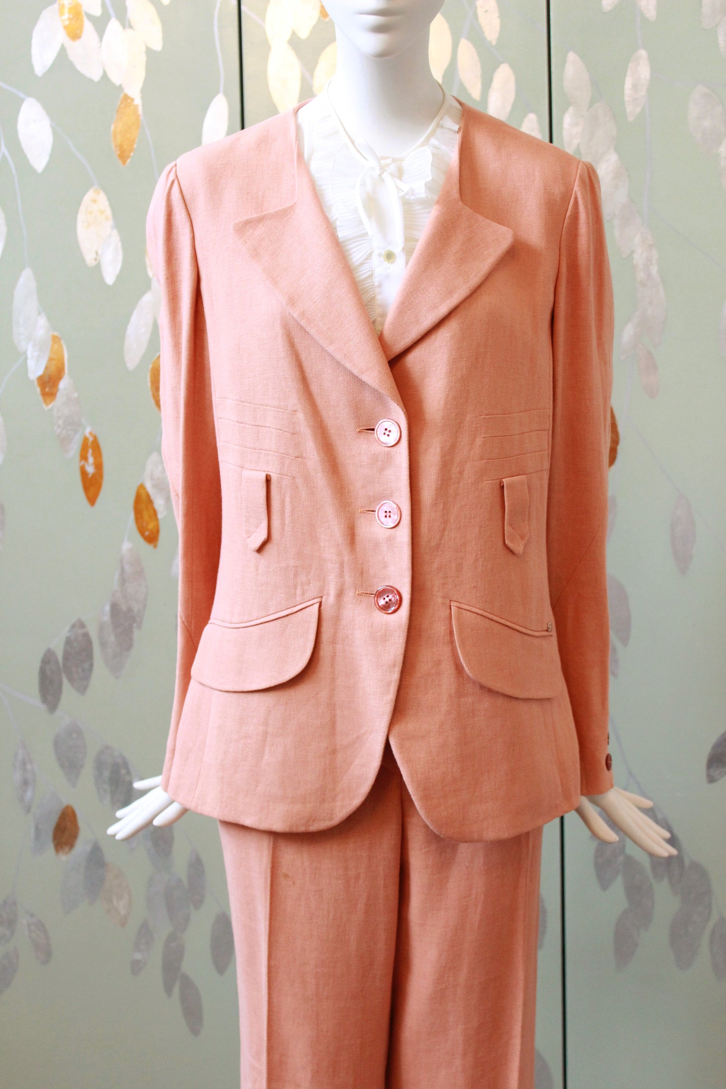 1990s Sonia Rykiel Peach Pant Suit Set, Medium 