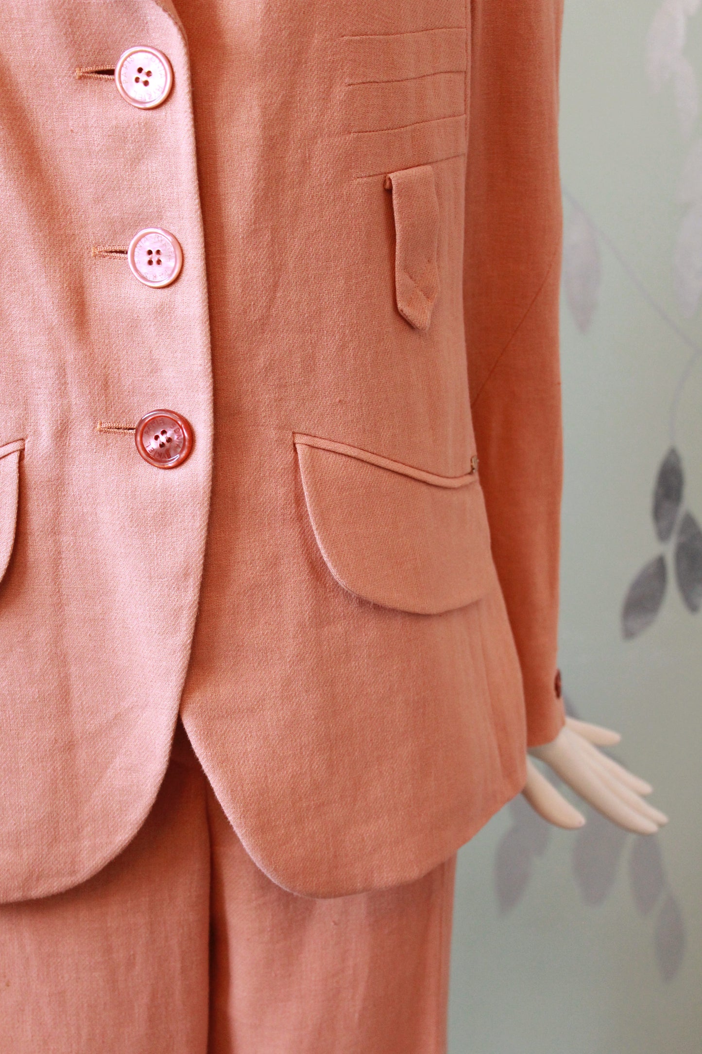 1990s Sonia Rykiel Peach Pant Suit Set, Medium 