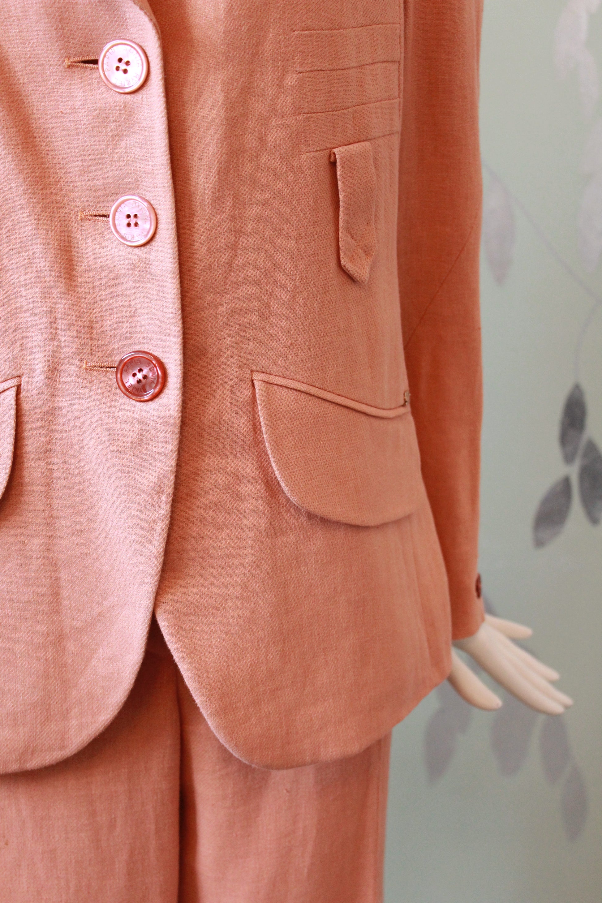 1990s Sonia Rykiel Peach Pant Suit Set, Medium 