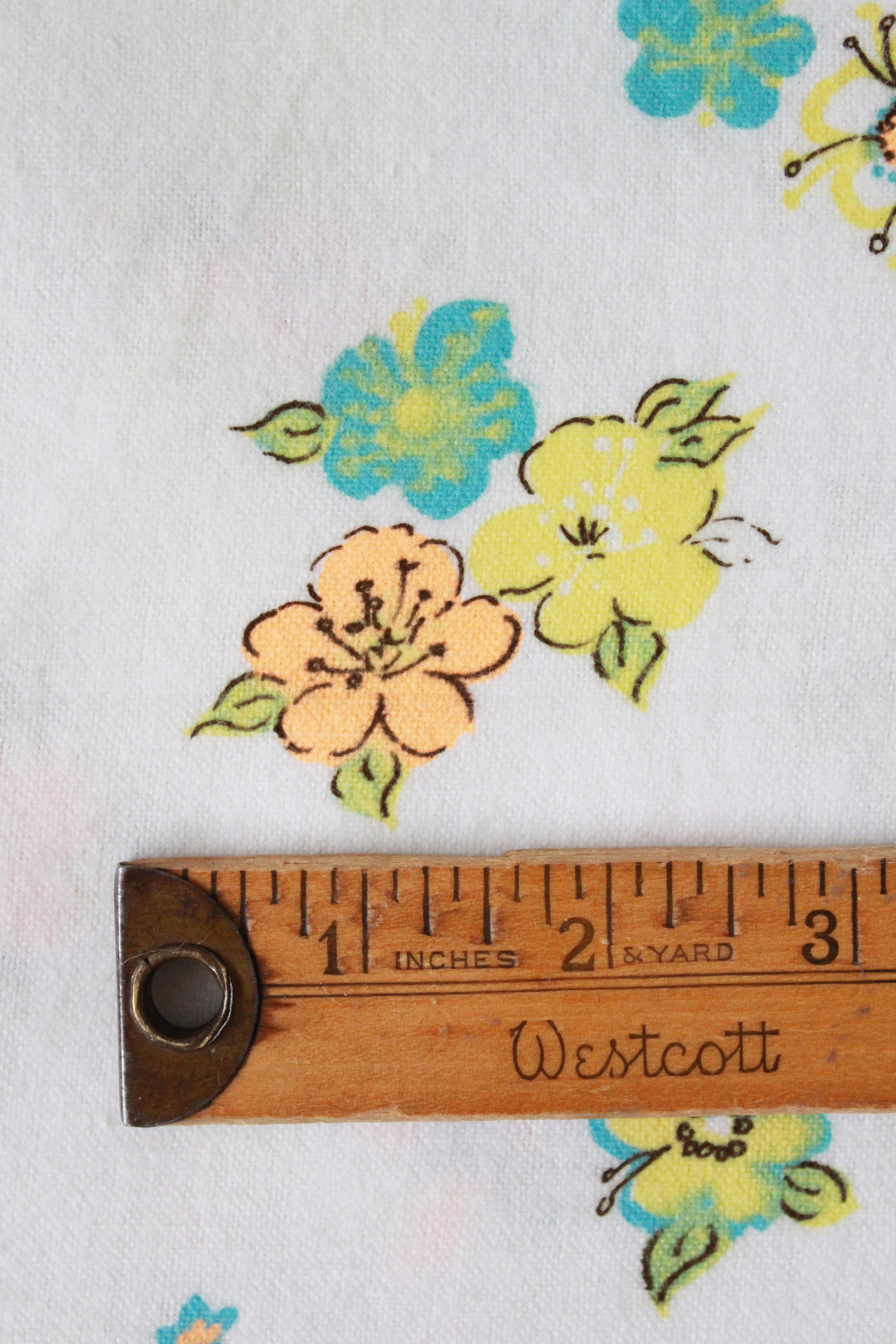 Vintage 1970s Neon Flower Girls Border Print, 3.6 Yards