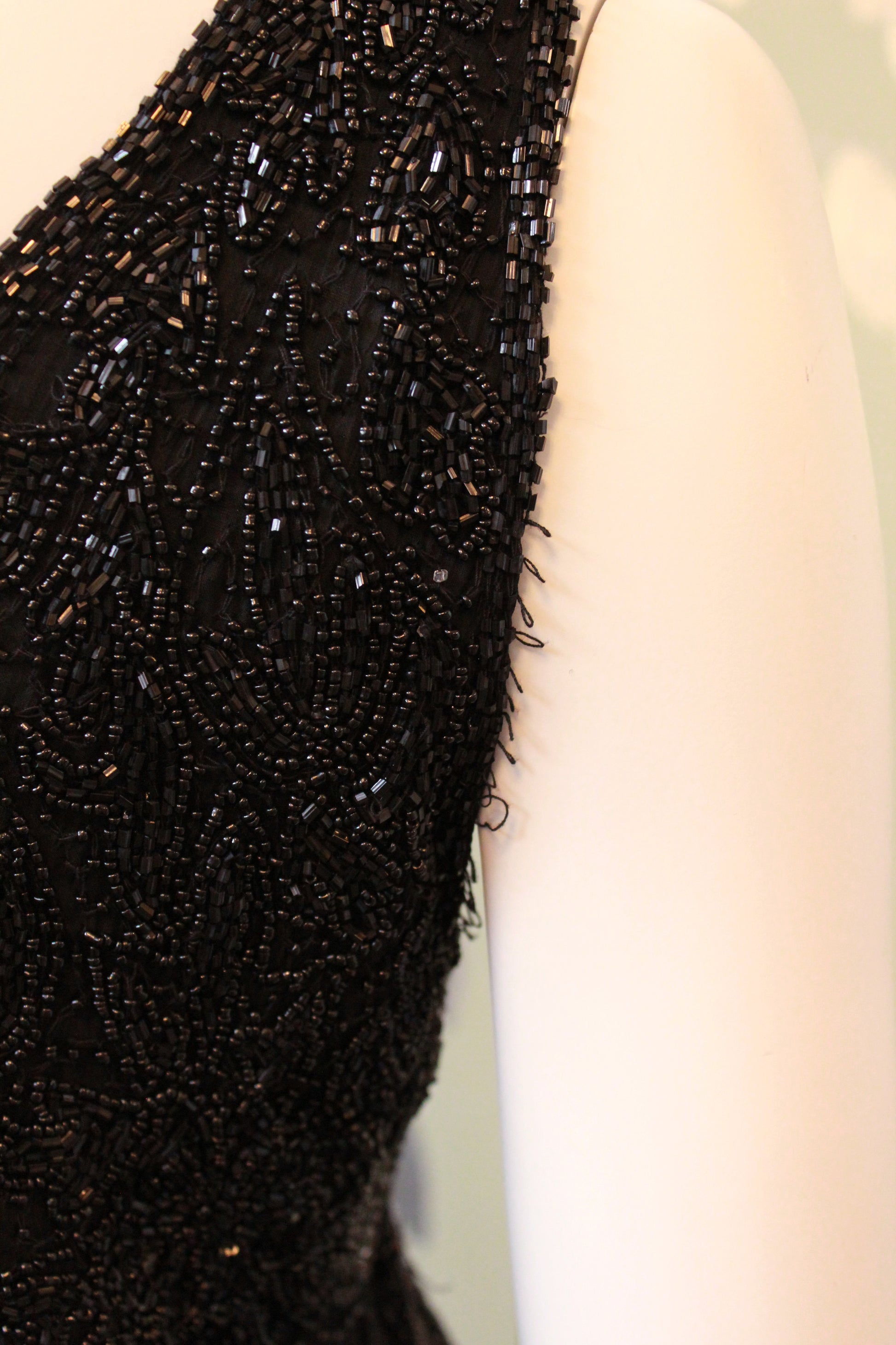 Vintage 1990s Beaded Silk Evening Gown With Slit, M Ian Drummond Vintage Vintage 1990s Beaded Silk Evening Gown With Slit, M Ian Drummond Vintage
