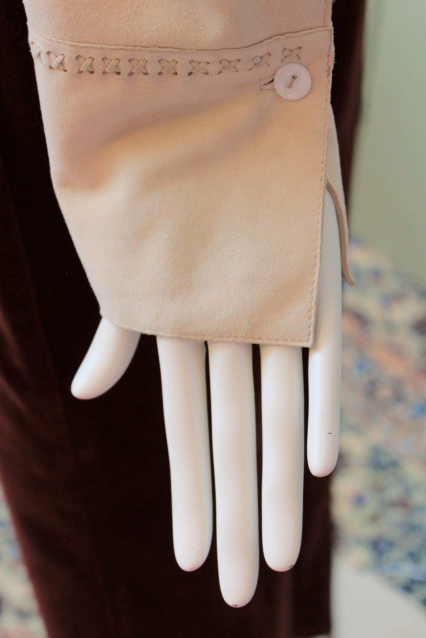 2000s Leder Walter Beige blush pink Jacket With Stitching On The Back, Medium