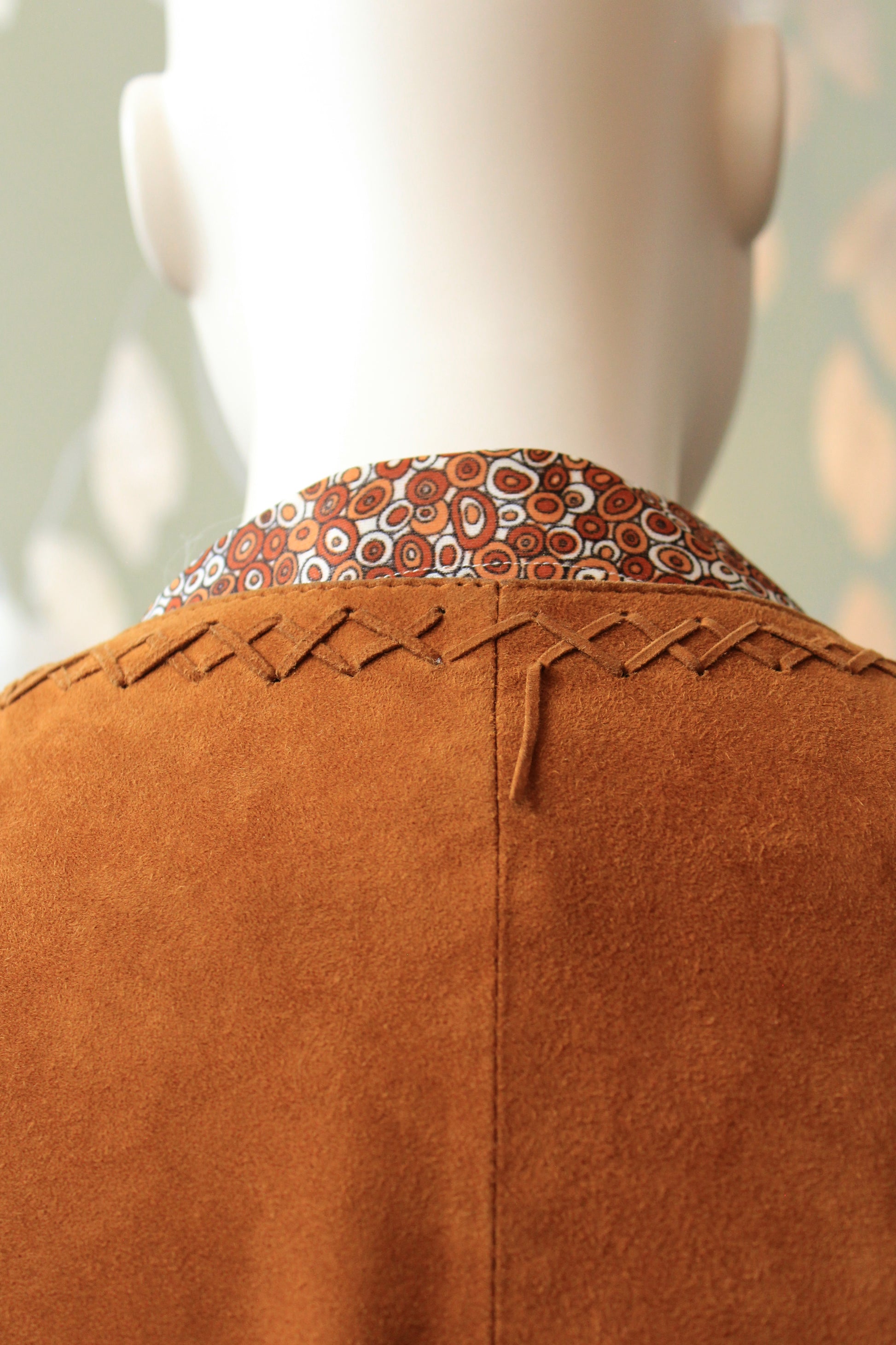 2010s Suede Tan Jacket With Fringe On Sleeves, Large