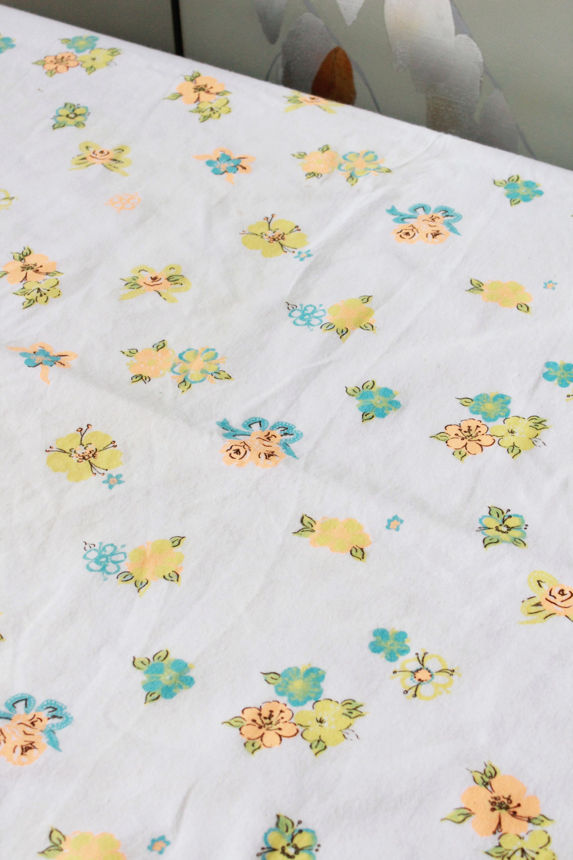 Vintage 1970s Neon Flower Girls Border Print, 3.6 Yards