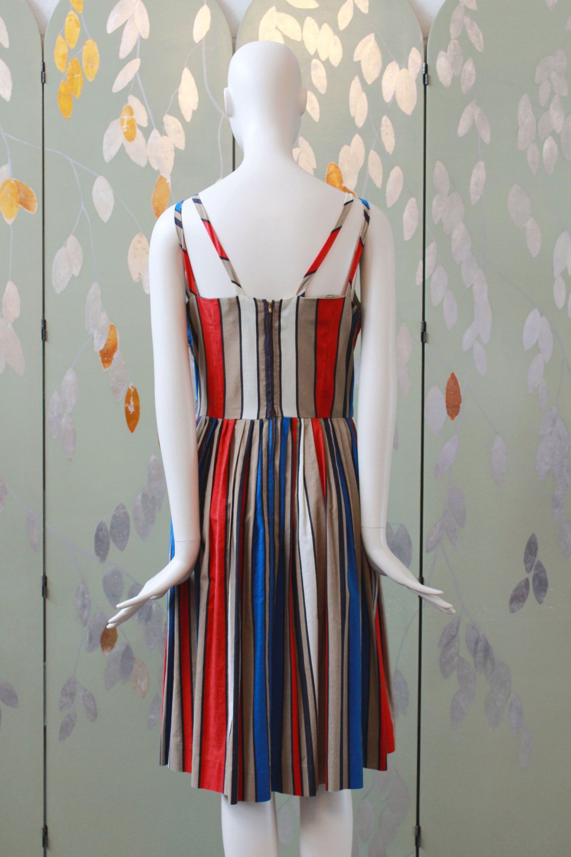 Vintage 1970s Does 1950s Striped Fit And Flare Dress