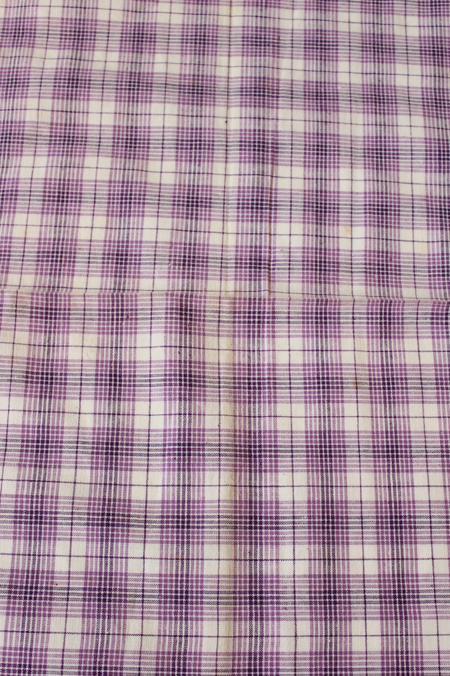 1920s Purple And White Plaid Cotton Sewing Fabric, 9.5 Yards