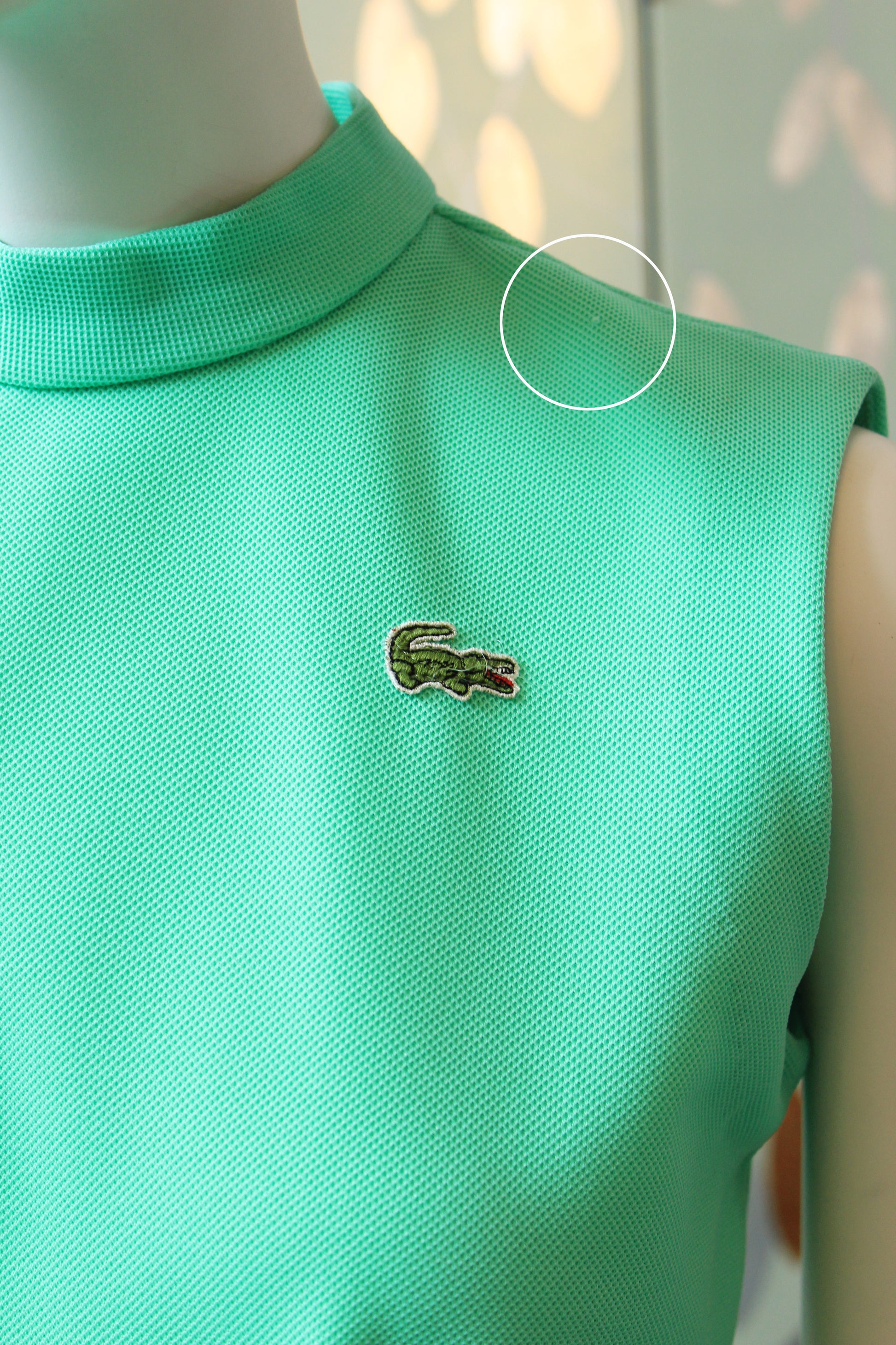 1970s Lacoste Bright Green Sleeveless Tennis Dress With Flared Gingham Skirt, Small