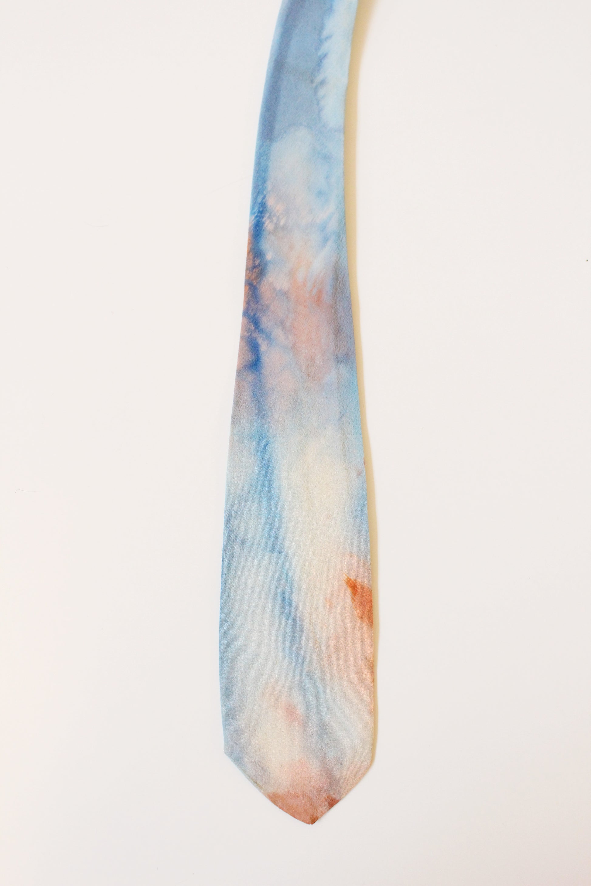 Vintage 1950s Light Blue Tie Dye Like Floral Hand Painted Tie