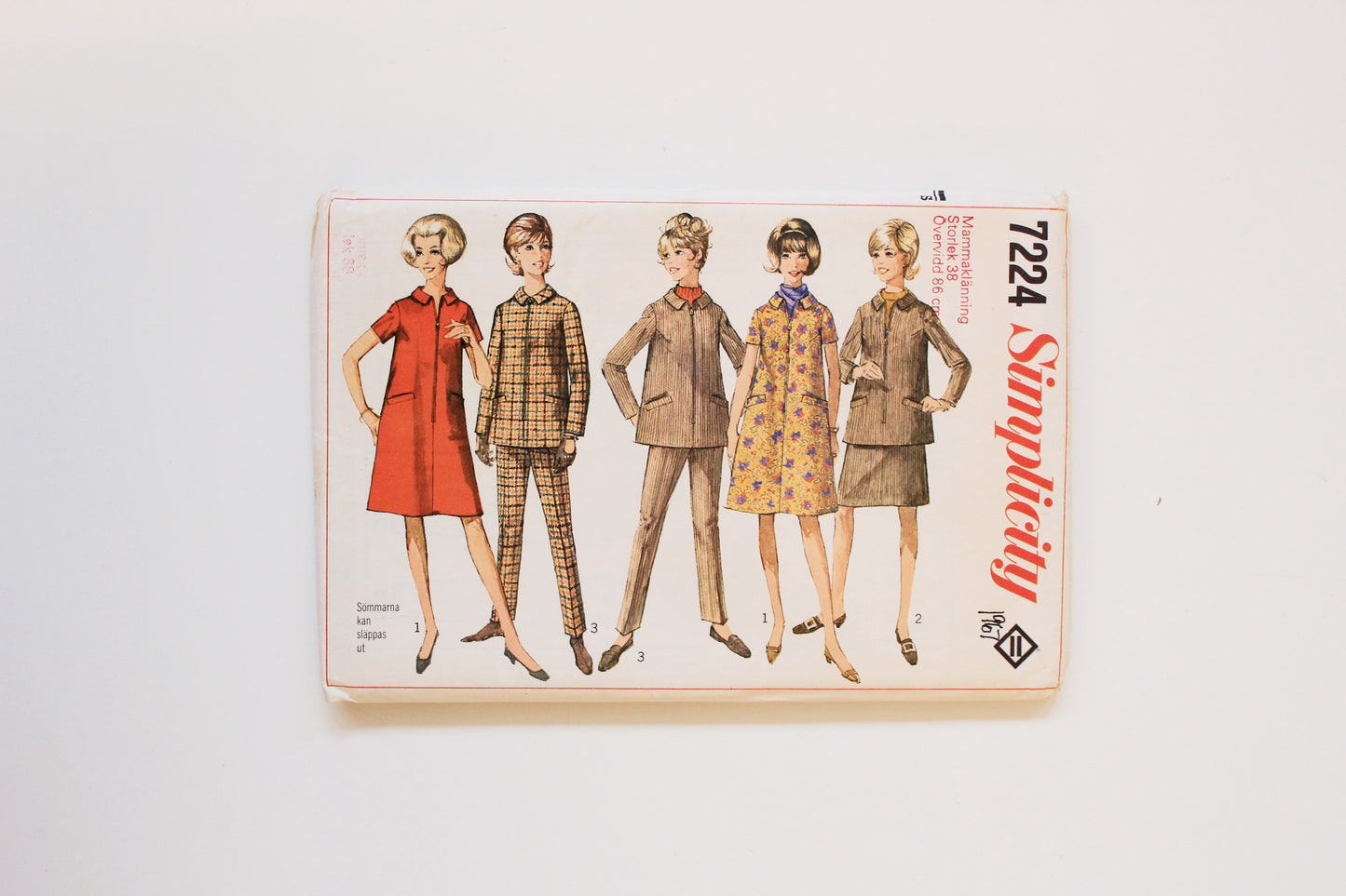 1960s Dress/Jacket/Pants Multiple Set Simplicity 7724 Sewing Pattern, Uncut, Size 38, In German