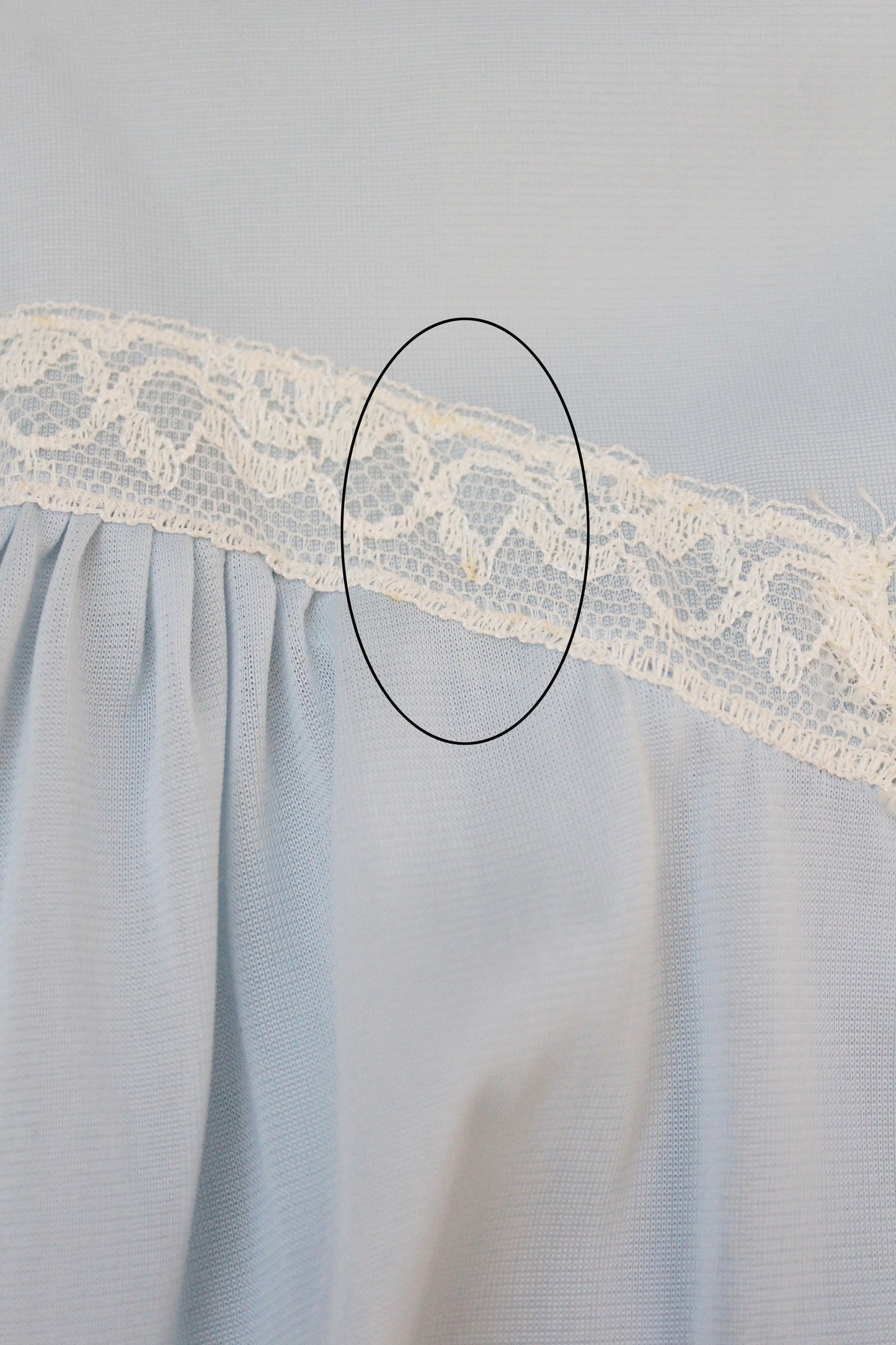 1950s Light Blue Ankle Length Nightgown With Lace Trim, Small