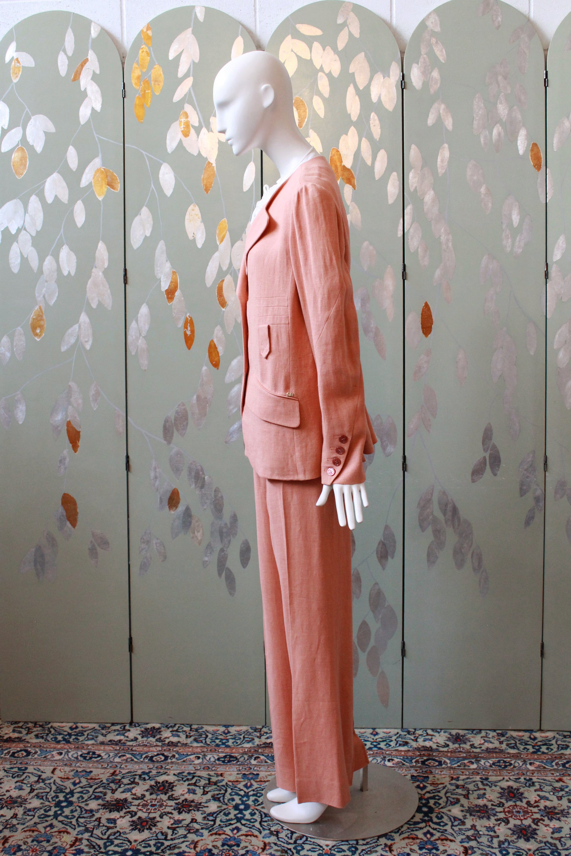 1990s Sonia Rykiel Peach Pant Suit Set, Medium 