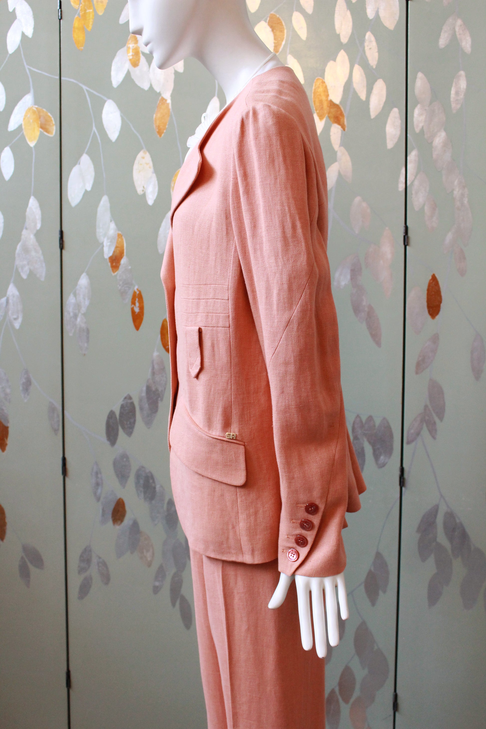 1990s Sonia Rykiel Peach Pant Suit Set, Medium 
