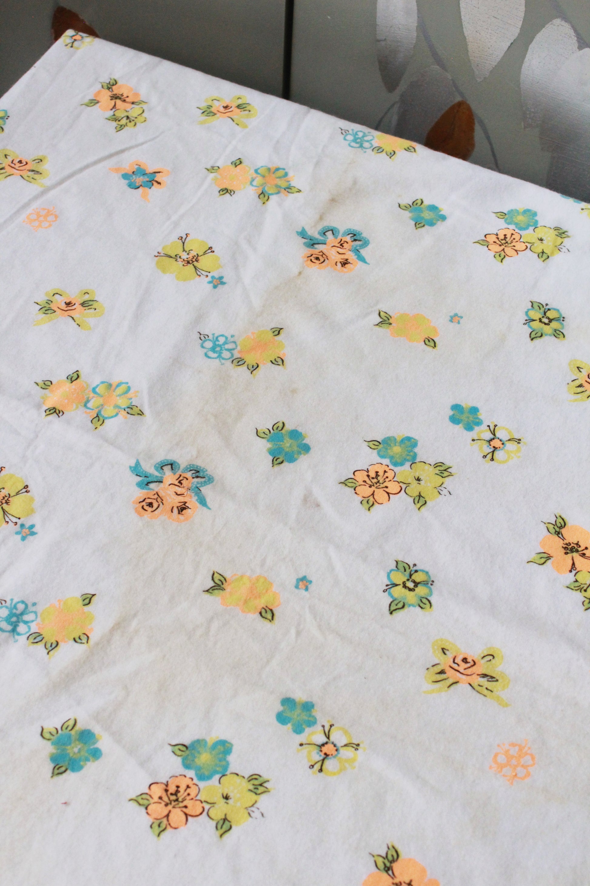 Vintage 1970s Neon Flower Girls Border Print, 3.6 Yards