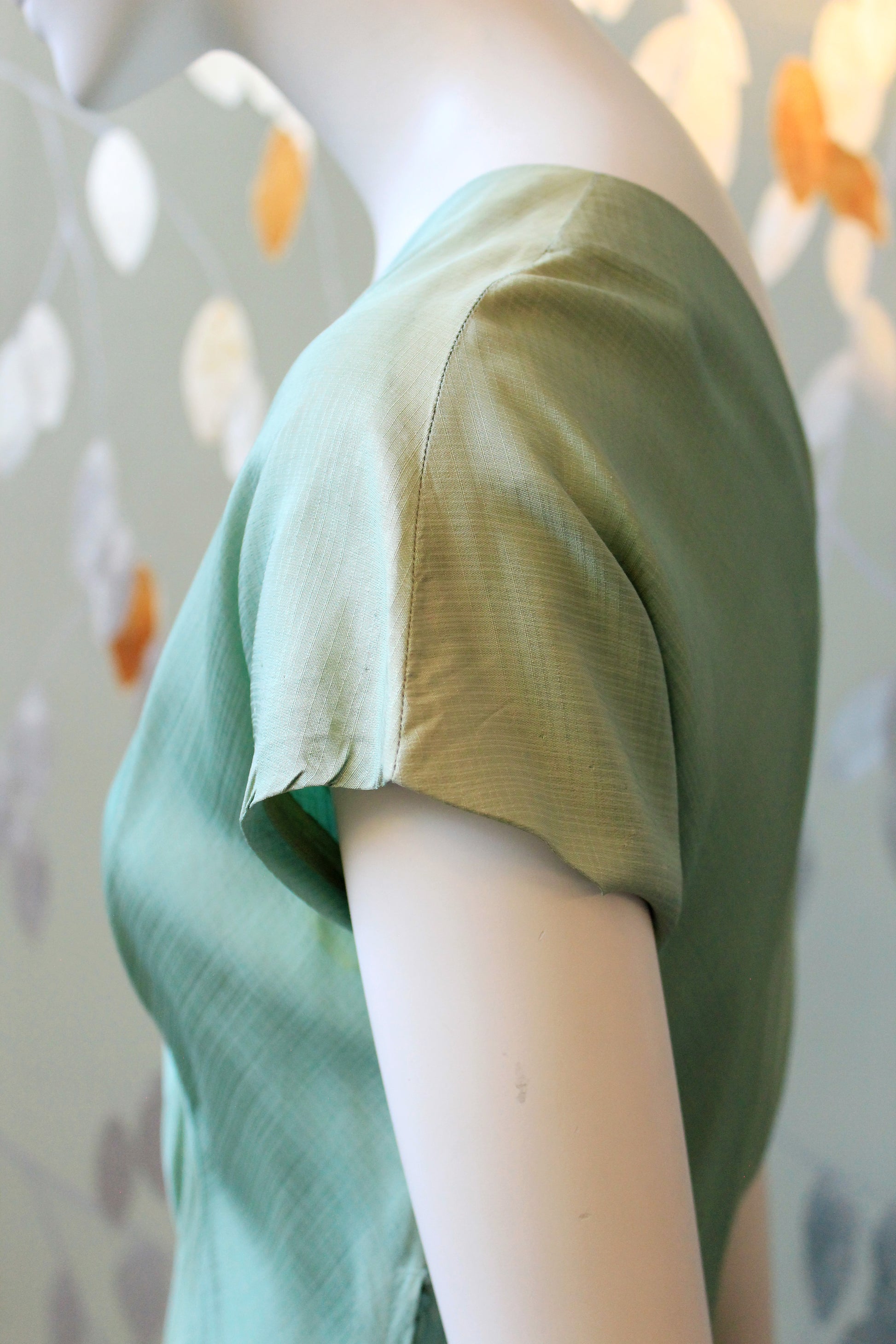 1950s Seafoam Green Short Sleeve Fit And Flare Dress, Small