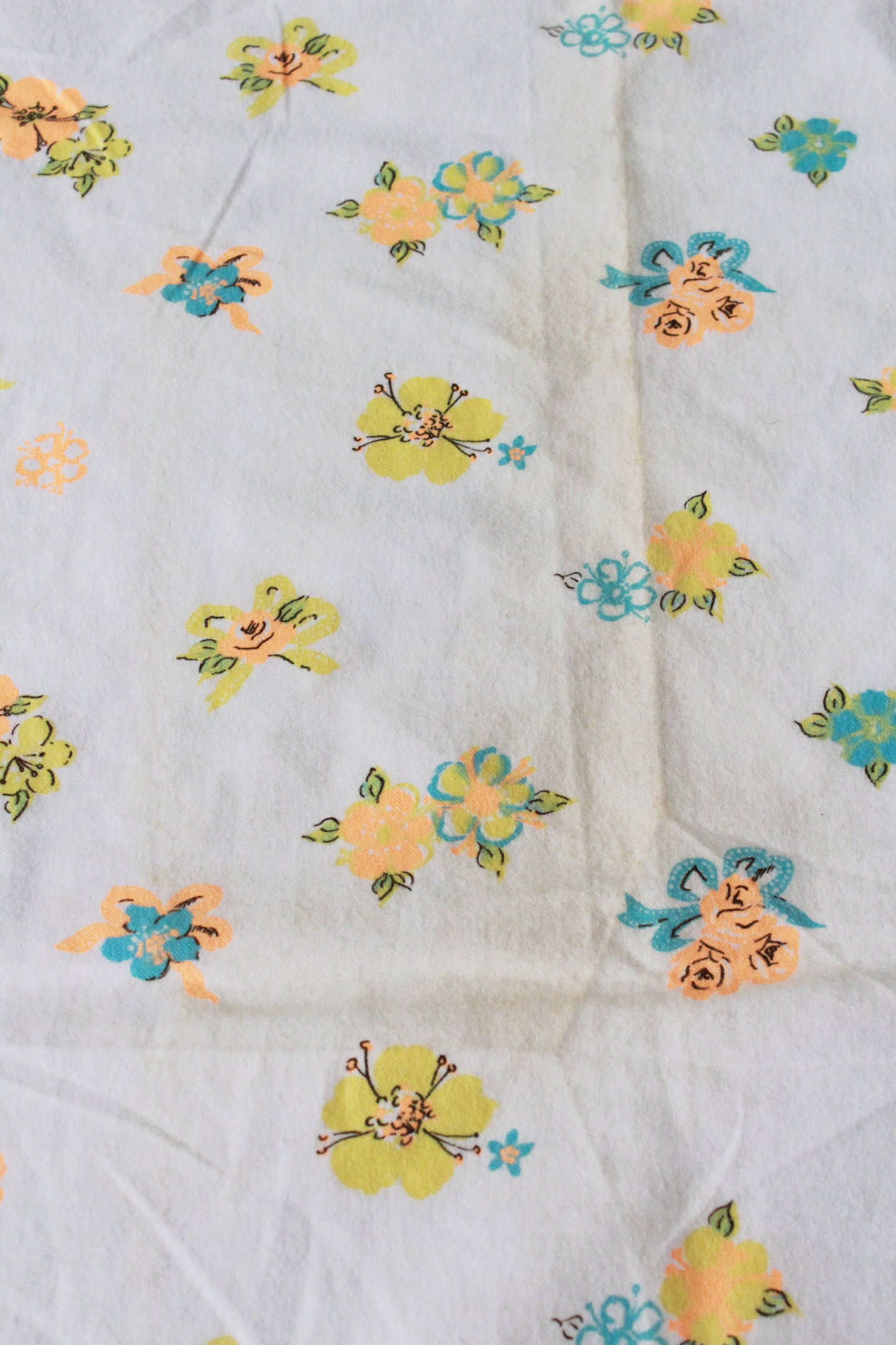 Vintage 1970s Neon Flower Girls Border Print, 3.6 Yards