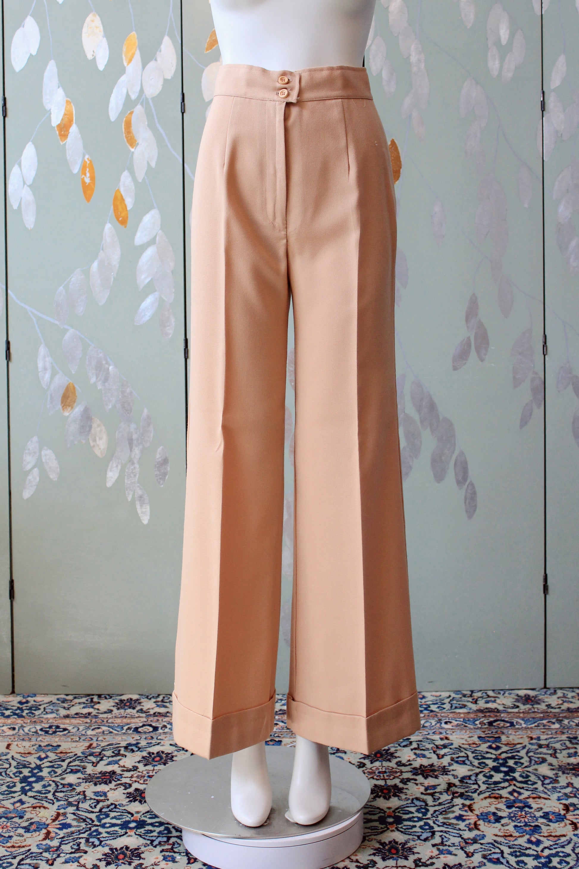 Vintage 1970s High Waist Wide Leg Peach Pants, W25