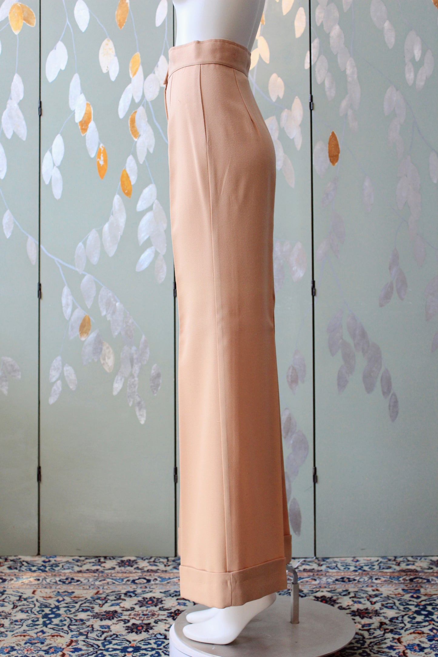 Vintage 1970s High Waist Wide Leg Peach Pants, W25