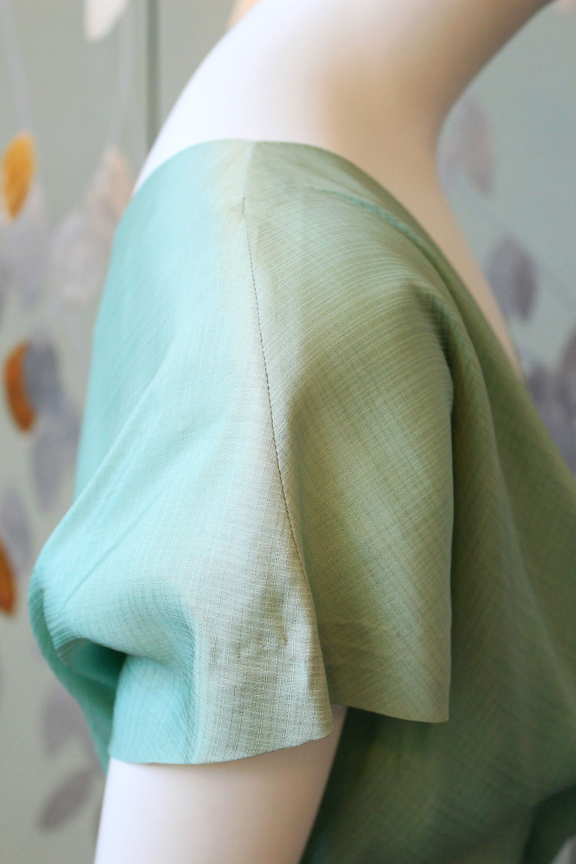 1950s Seafoam Green Short Sleeve Fit And Flare Dress, Small