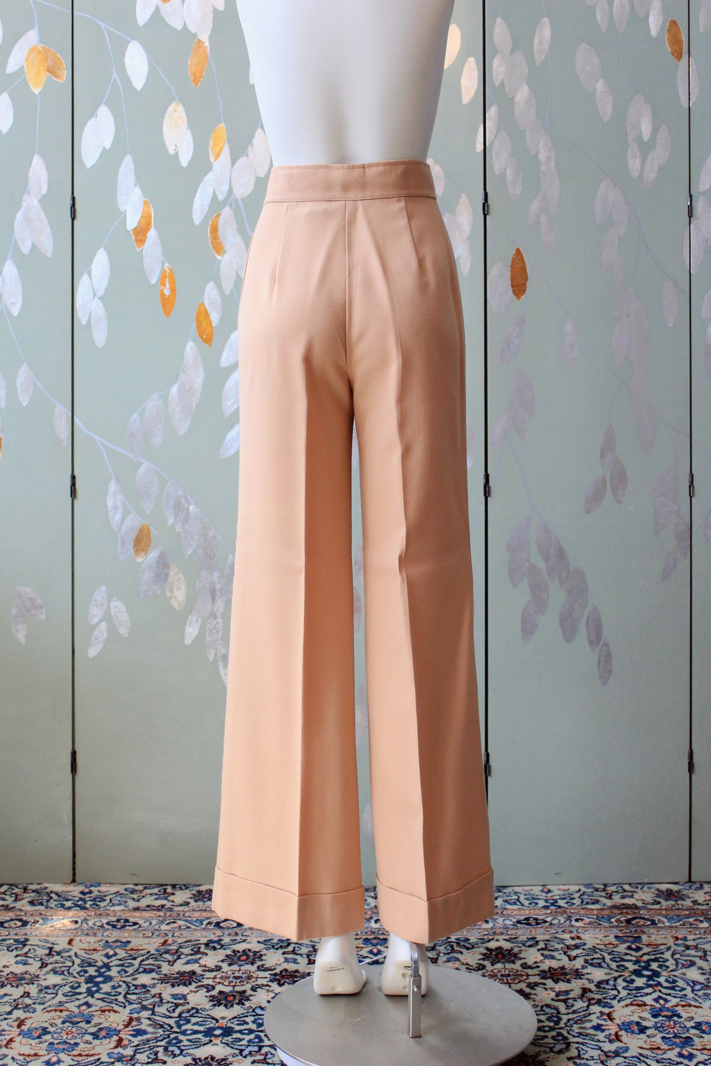Vintage 1970s High Waist Wide Leg Peach Pants, W25