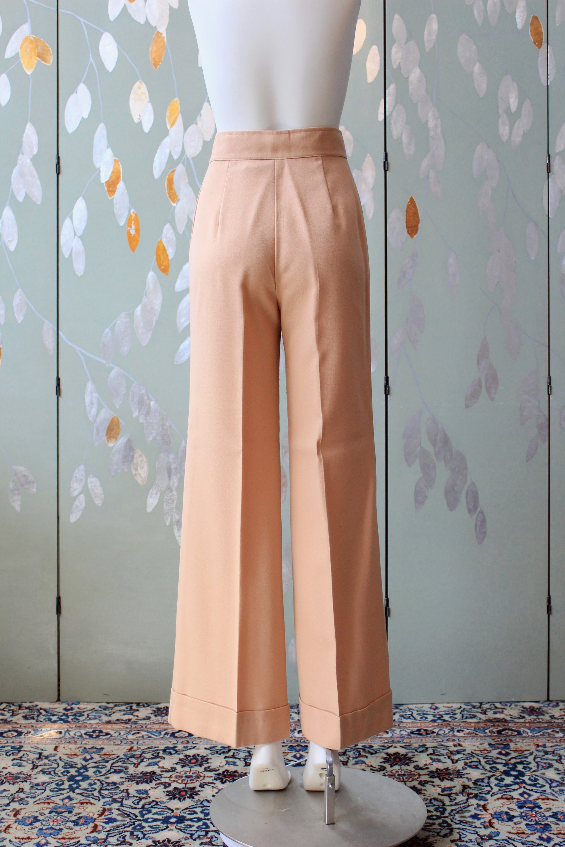 Vintage 1970s High Waist Wide Leg Peach Pants, W25