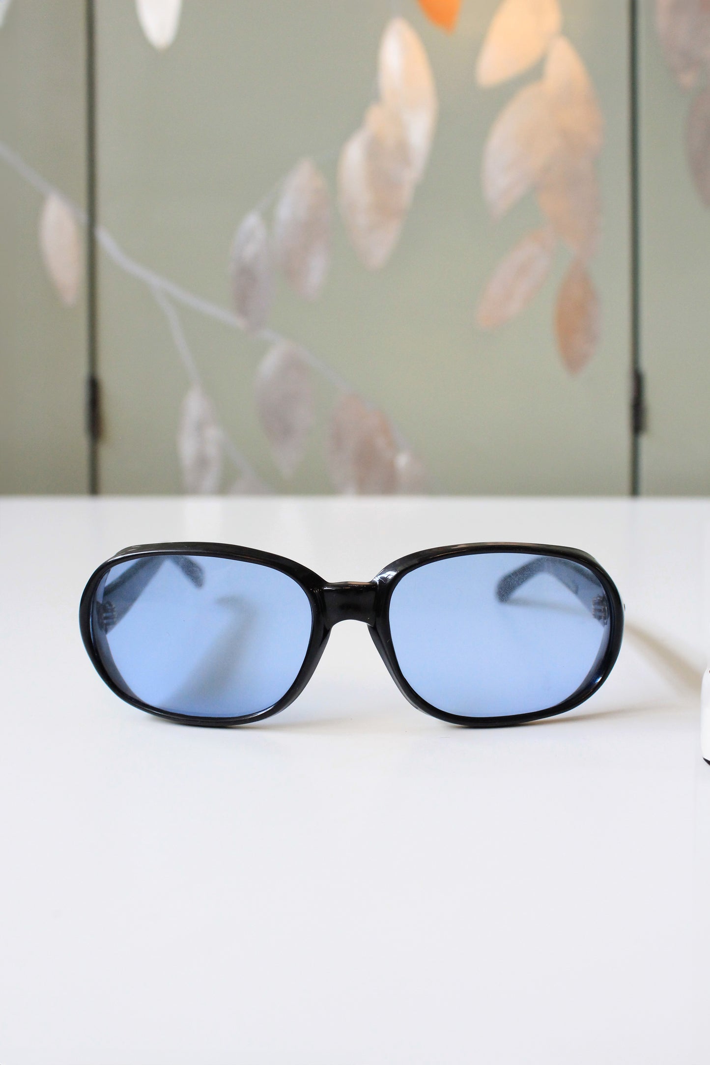 1960s Black Sunglasses with Clear Blue Lenses