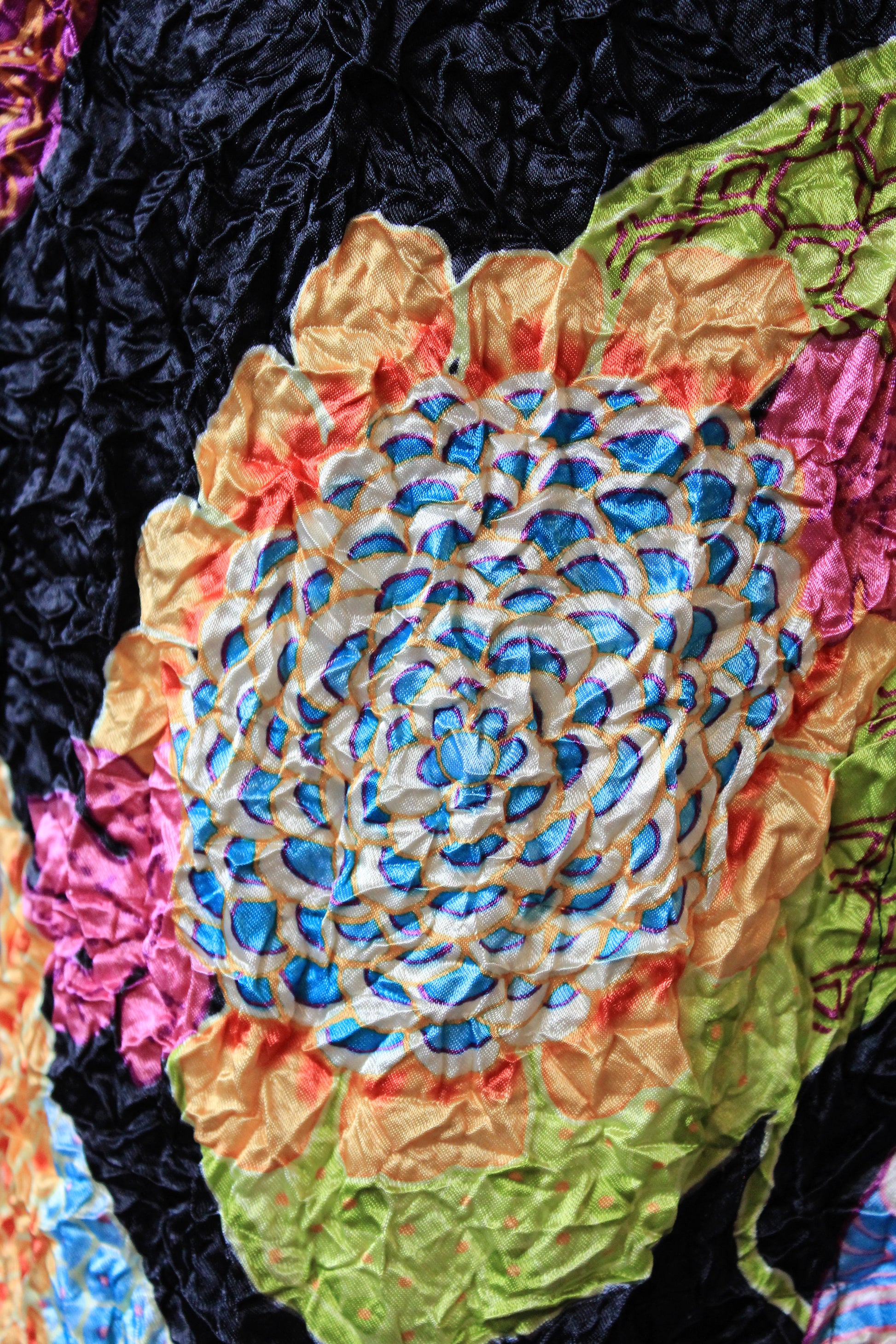 Early 2000s Black And Multicoloured Bubble Shrink Shirt, Medium