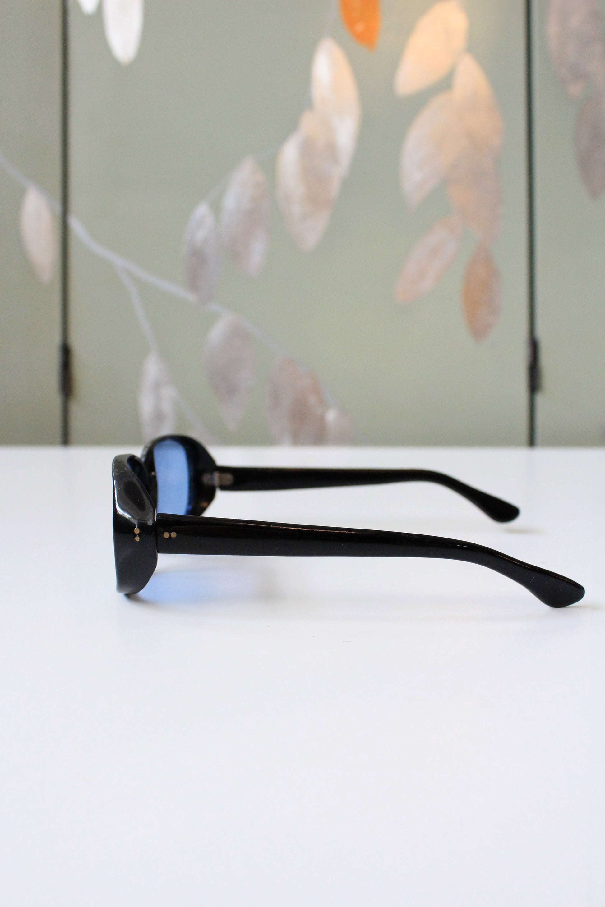 1960s Black Sunglasses with Clear Blue Lenses