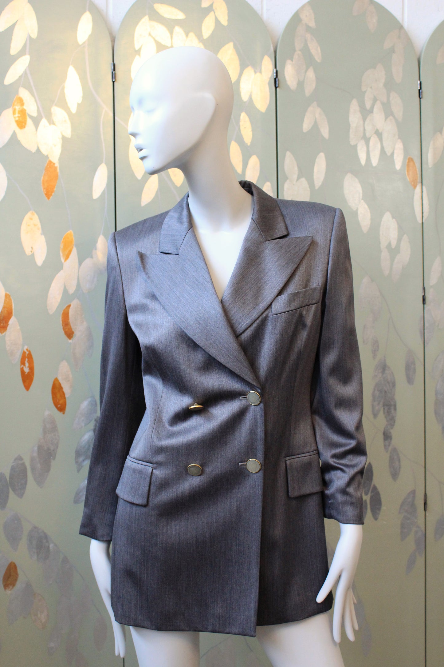 Vintage 1980s Grey Wool Escada Blazer, Medium