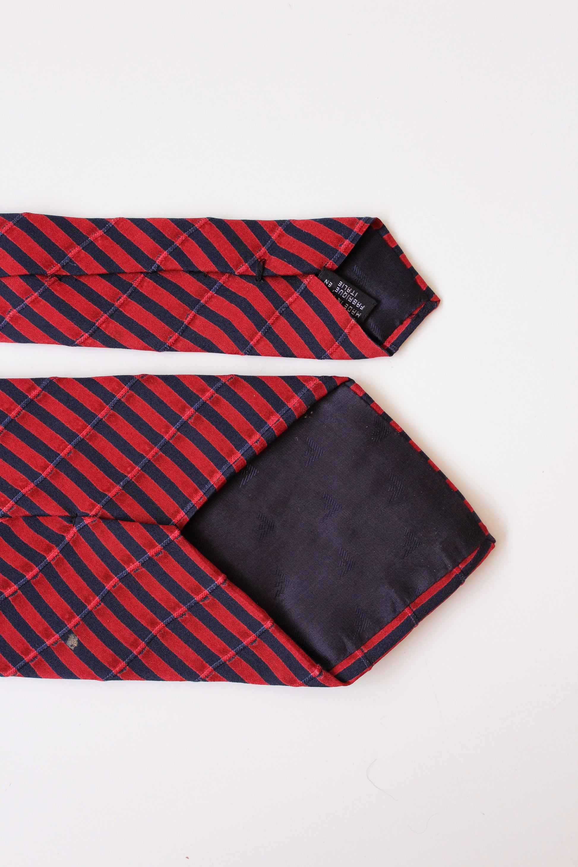 1990s Emporio Armani Red And Blue Striped Designer Tie
