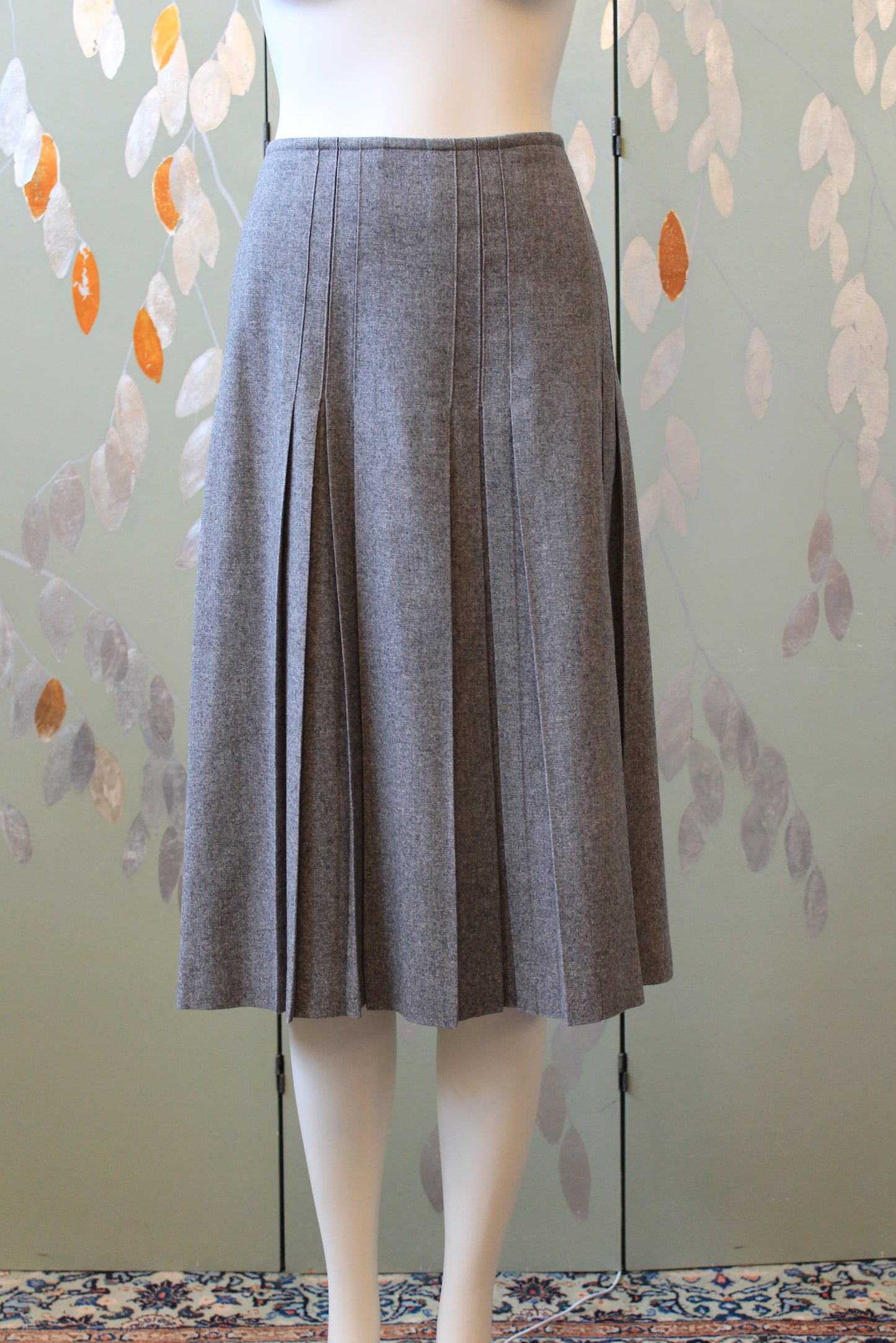 1970s Pierre Cardin Pleated Medium Grey Skirt, Large