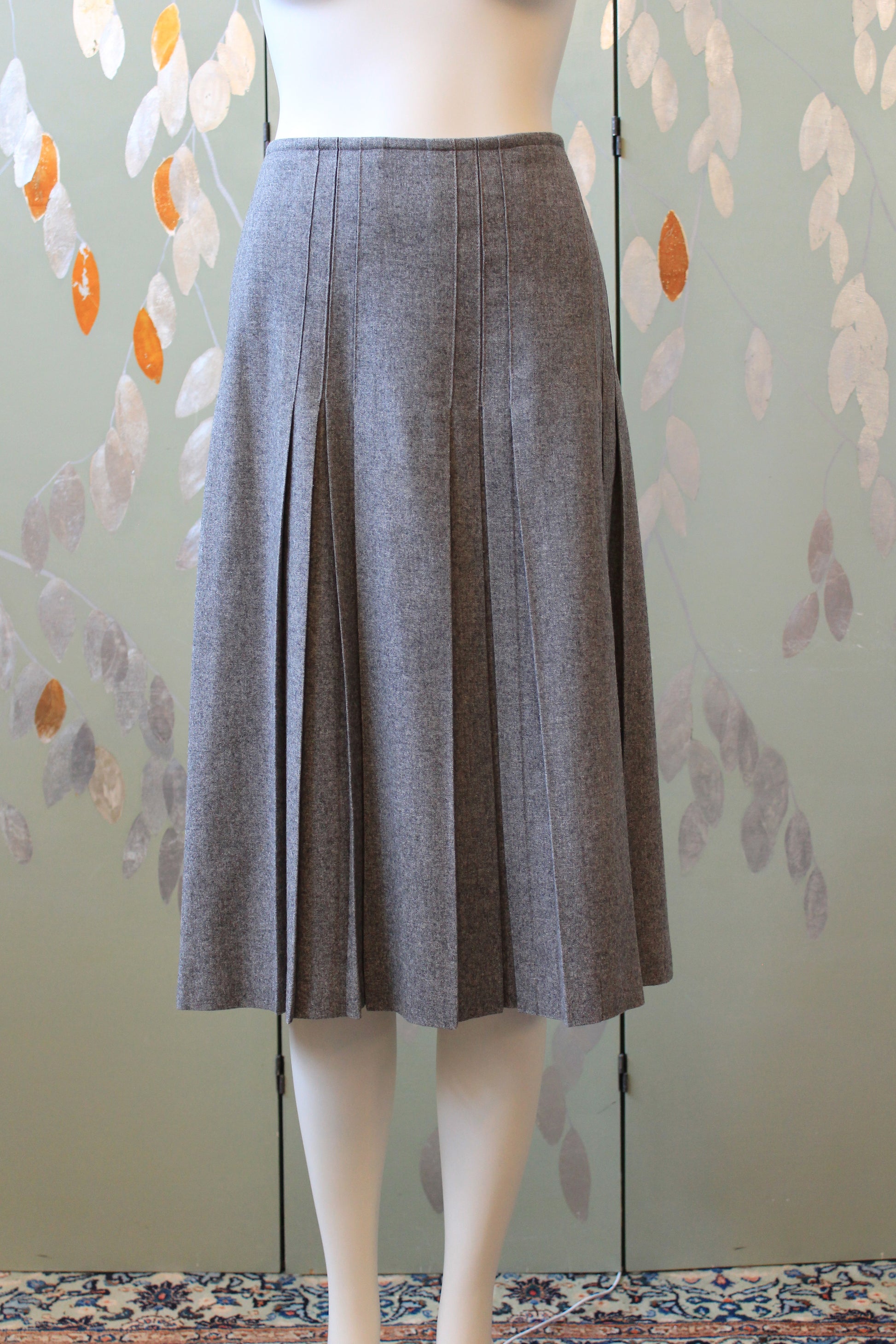1970s Pierre Cardin Pleated Medium Grey Skirt, Large
