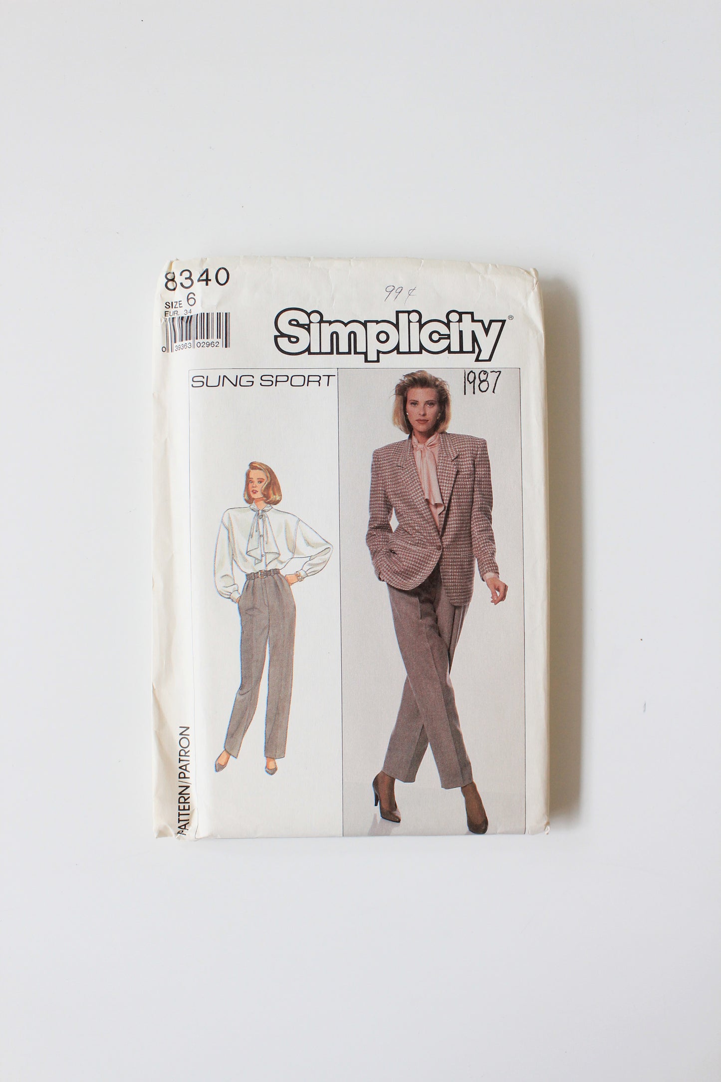 1980s Blouse/Pants/ Loose Fitting Jacket Simplicity 8340 Sewing Pattern, Uncut Size 6