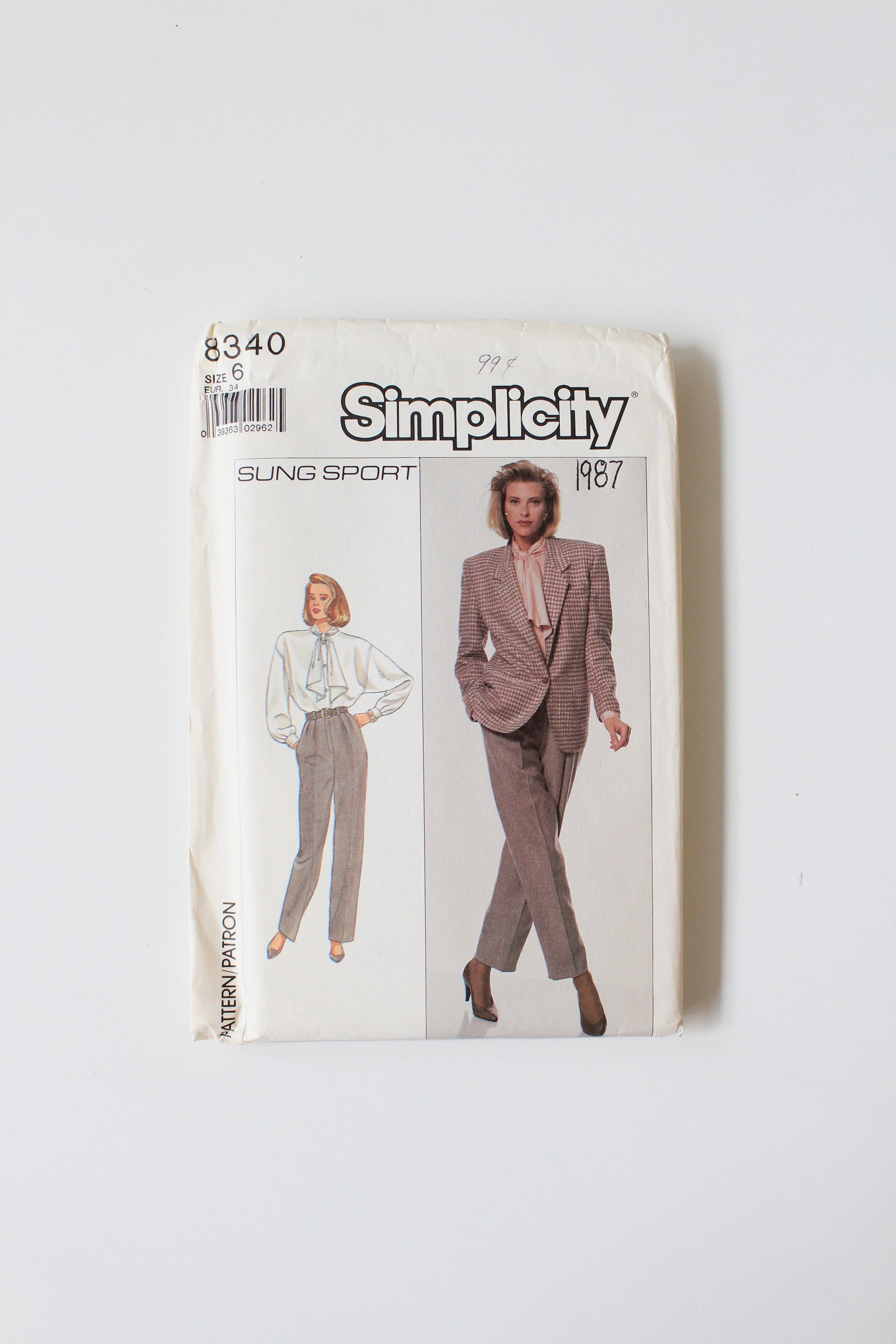 1980s Blouse/Pants/ Loose Fitting Jacket Simplicity 8340 Sewing Pattern, Uncut Size 6