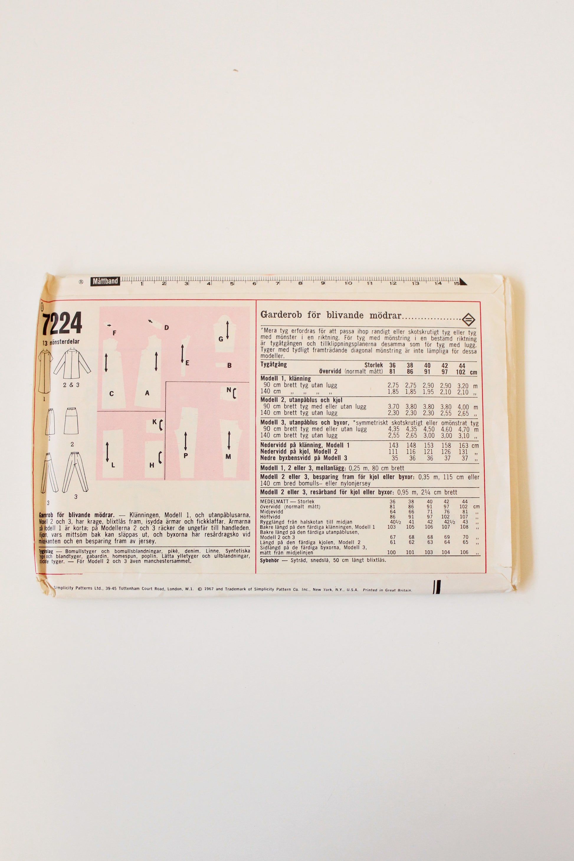 1960s Dress/Jacket/Pants Multiple Set Simplicity 7724 Sewing Pattern, Uncut, Size 38, In German