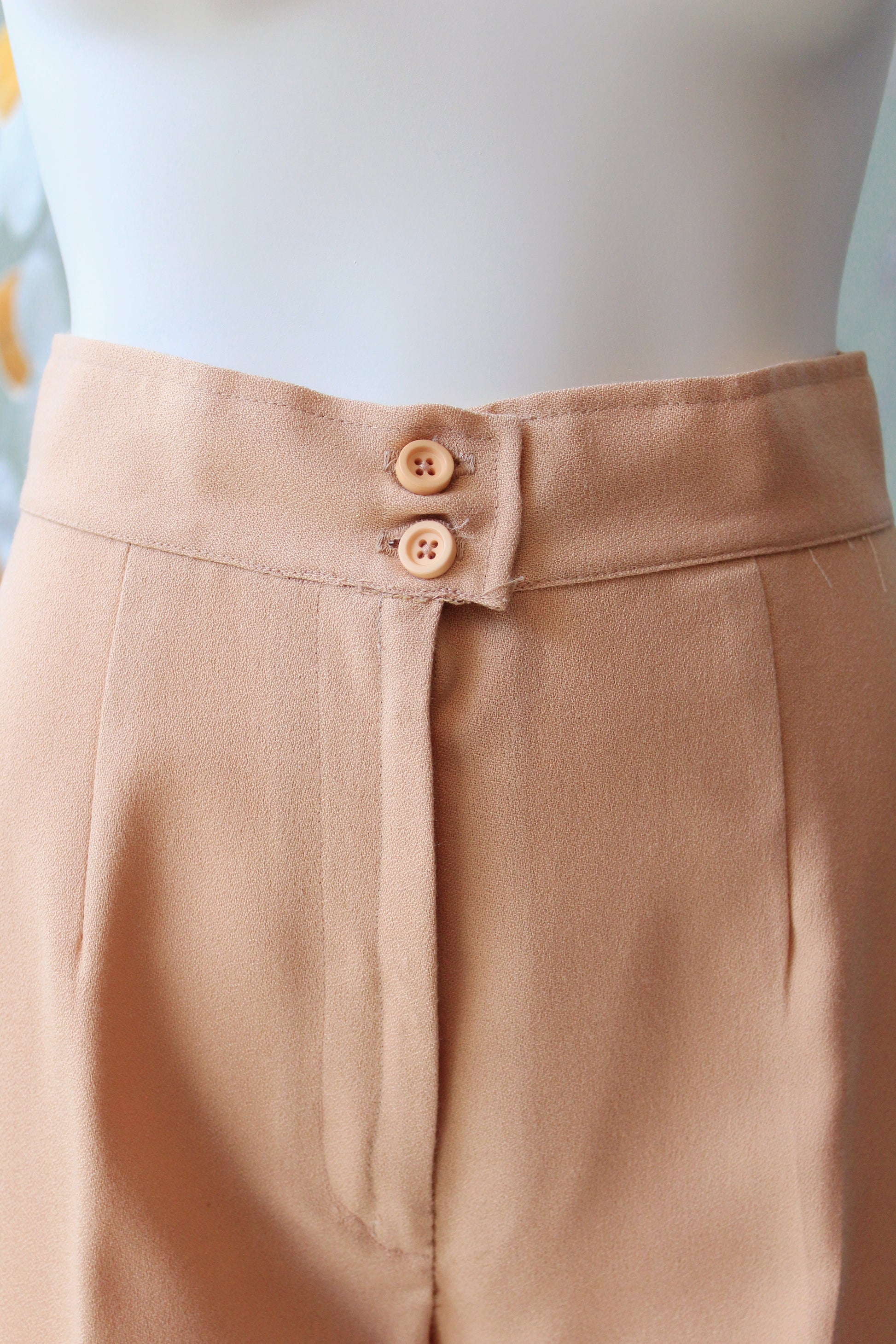 Vintage 1970s High Waist Wide Leg Peach Pants, W25