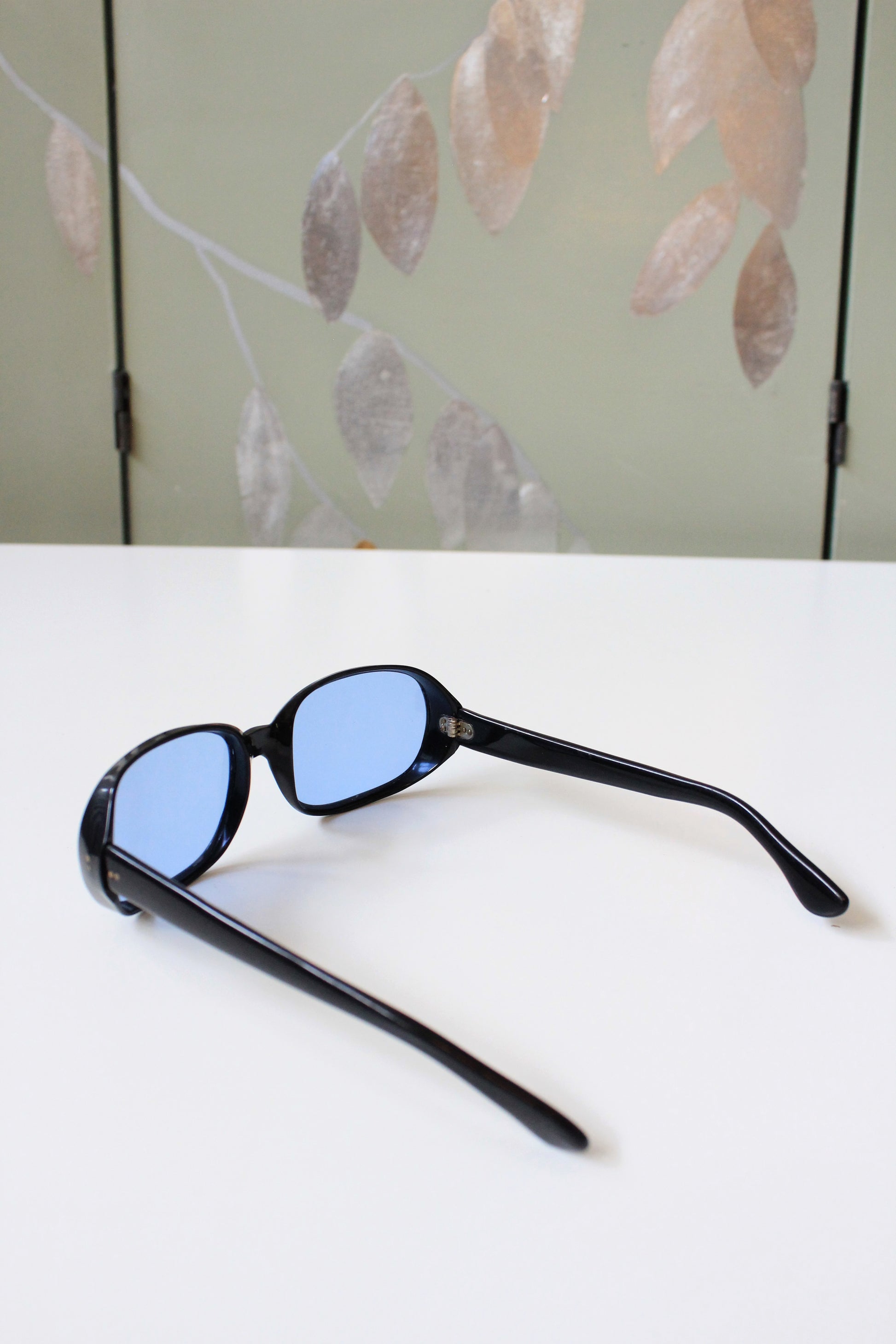 1960s Black Sunglasses with Clear Blue Lenses