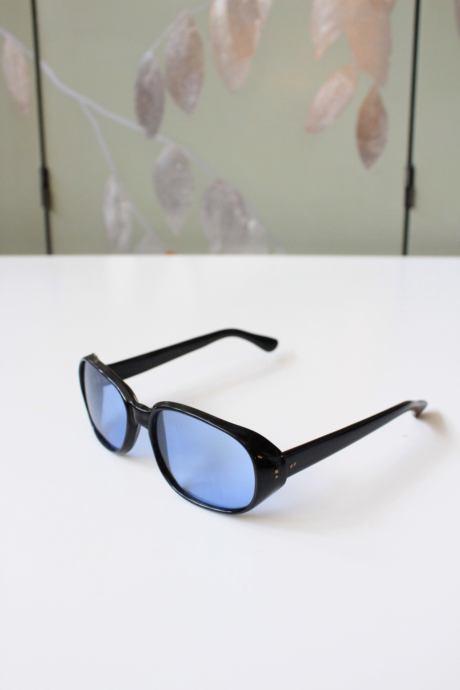 1960s Black Sunglasses with Clear Blue Lenses