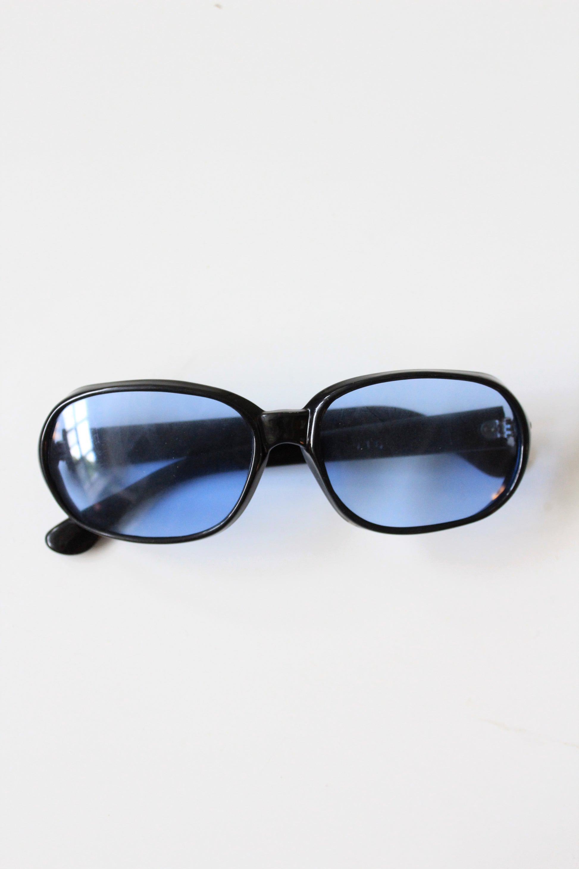 1960s Black Sunglasses with Clear Blue Lenses