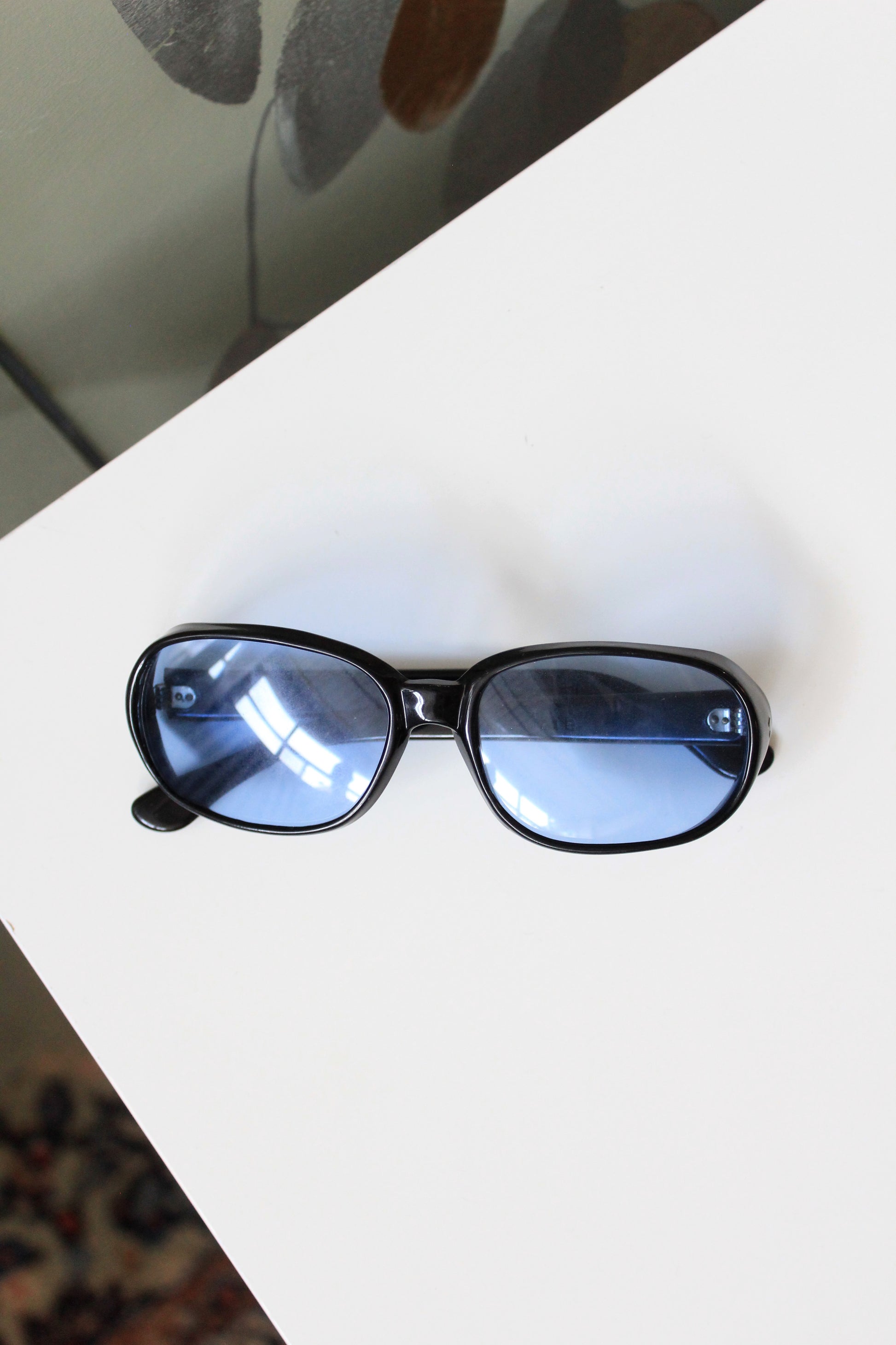 1960s Black Sunglasses with Clear Blue Lenses