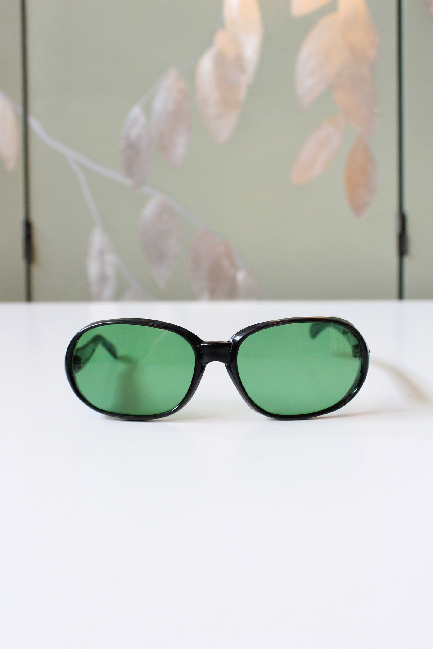 1960s Black Sunglasses with Clear Green Lenses