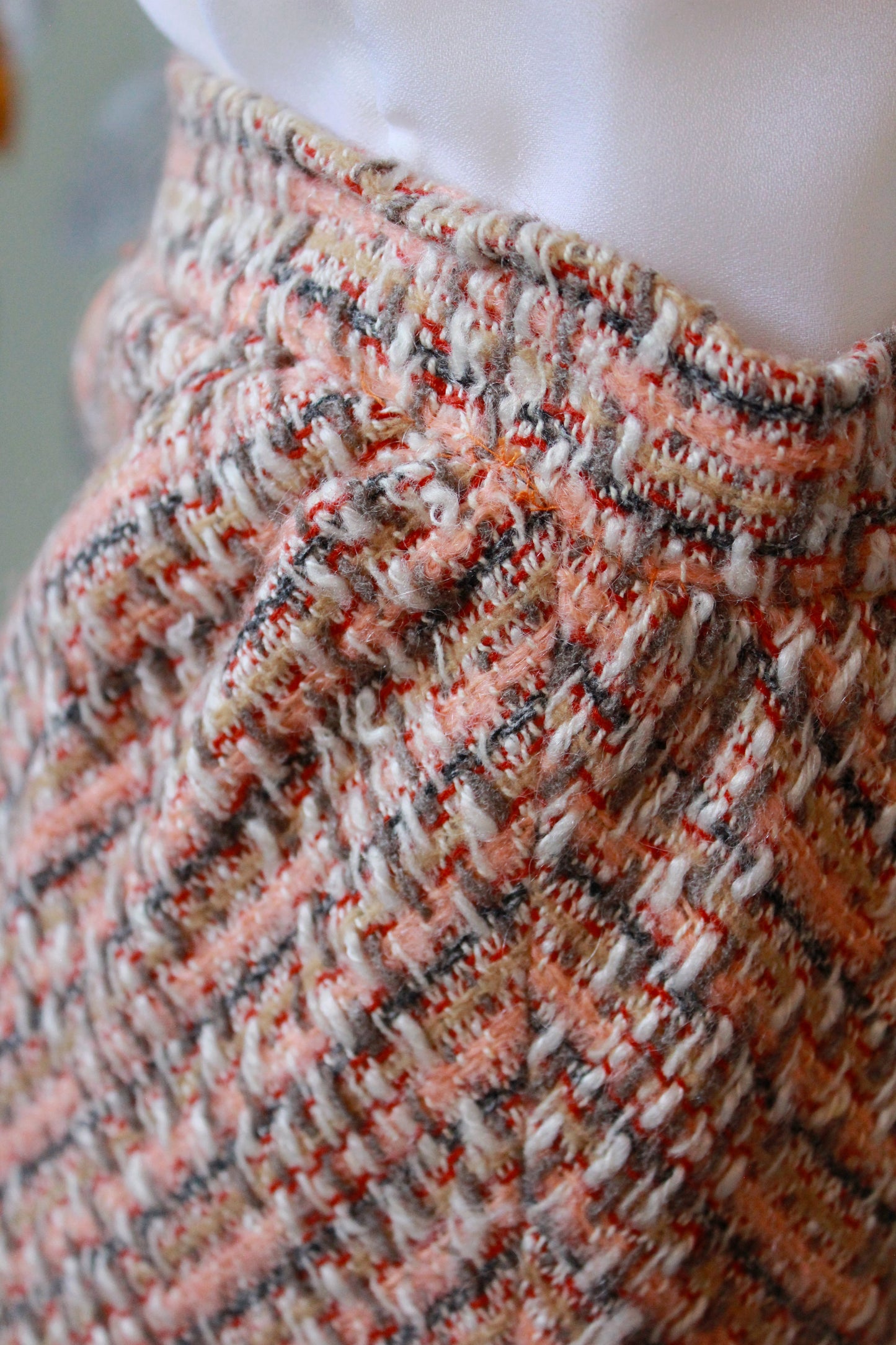 1970s Peach Tweed Saks Fifth Avenue Skirt Set, Small 