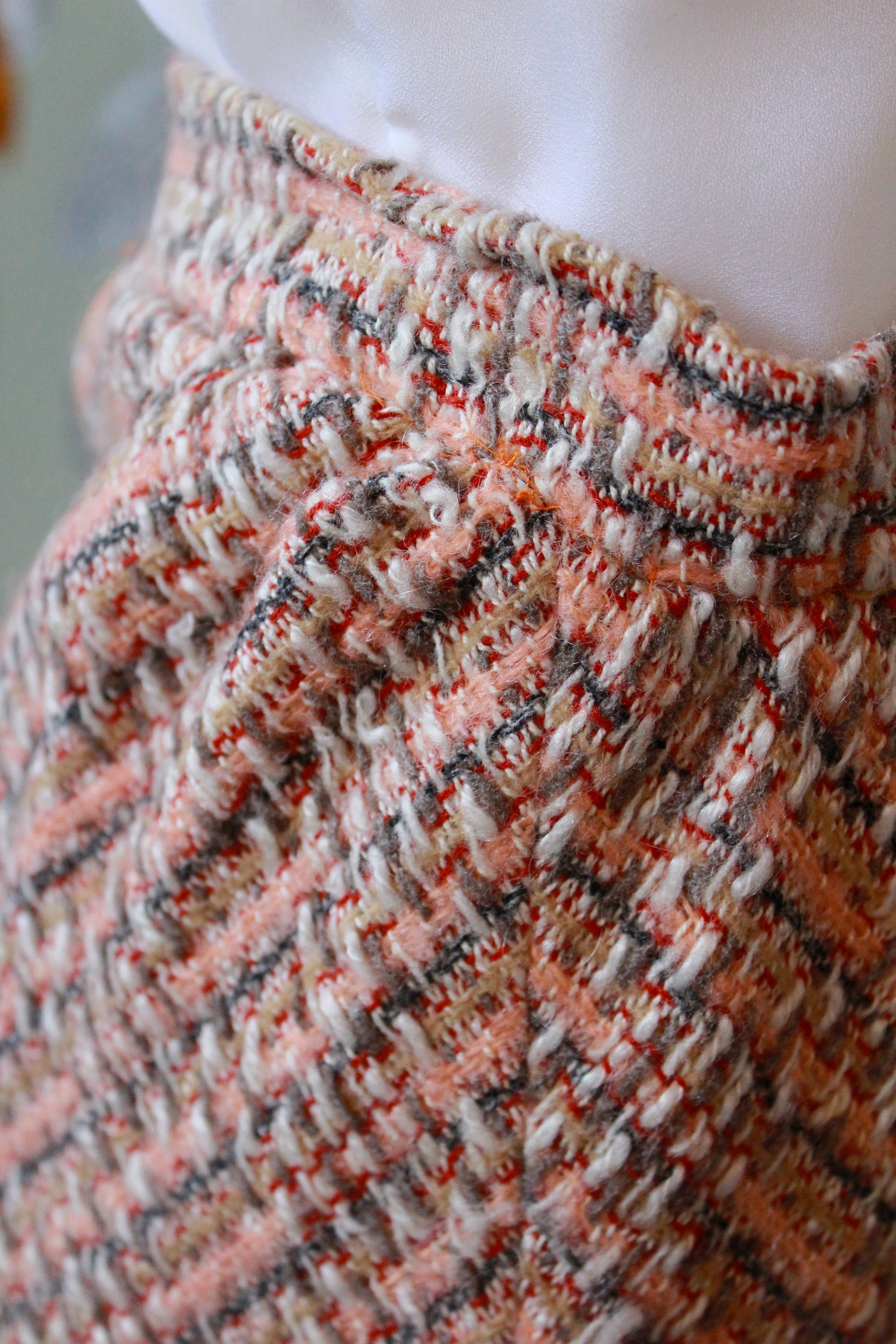 1970s Peach Tweed Saks Fifth Avenue Skirt Set, Small 
