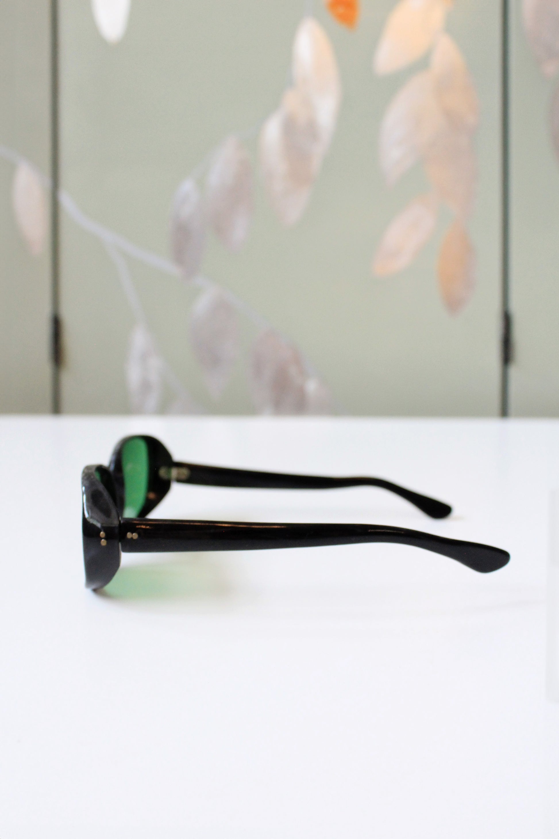 1960s Black Sunglasses with Clear Green Lenses