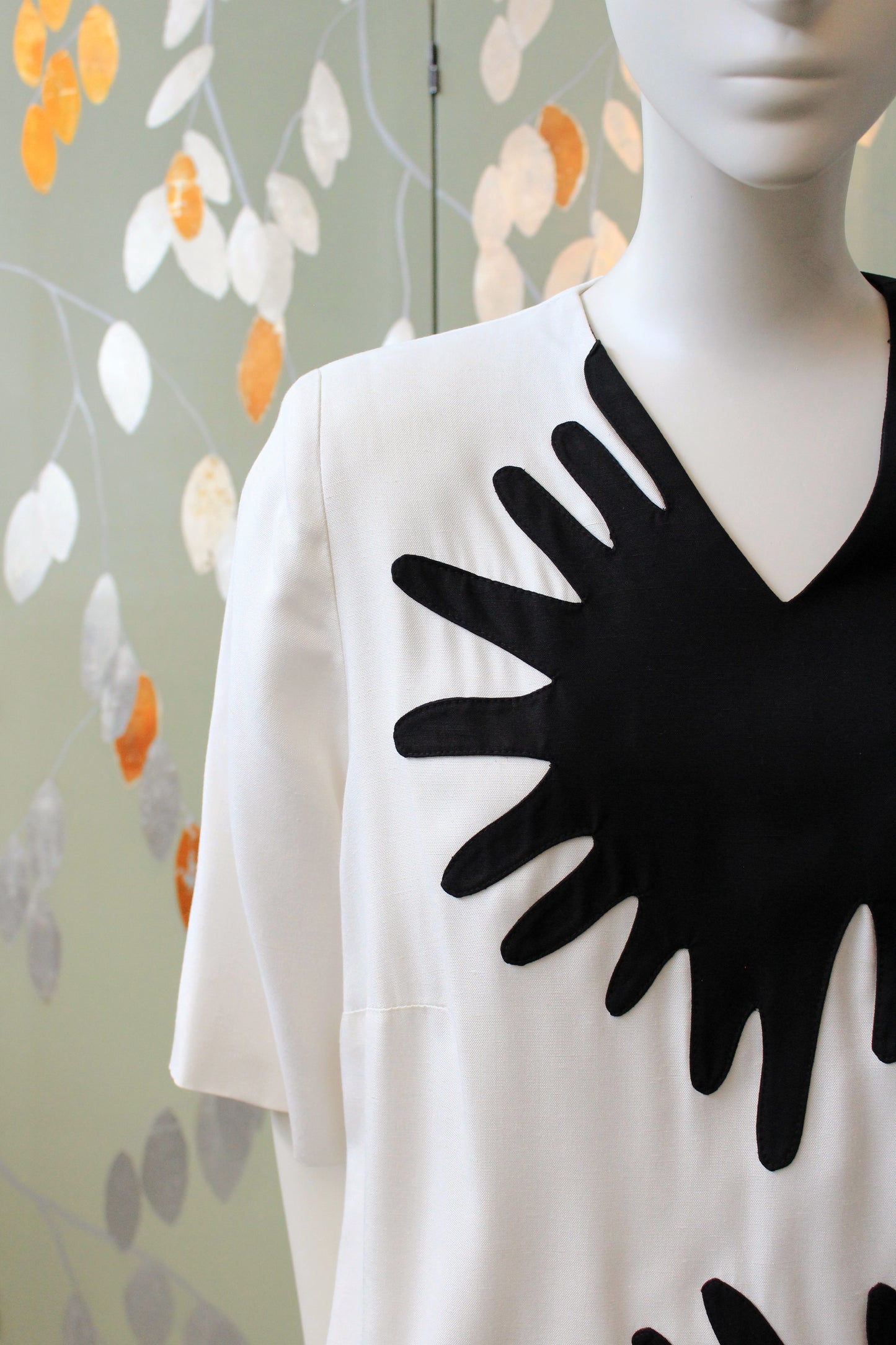 1980s Black And White Graphic Splatter Shift Dress, Medium