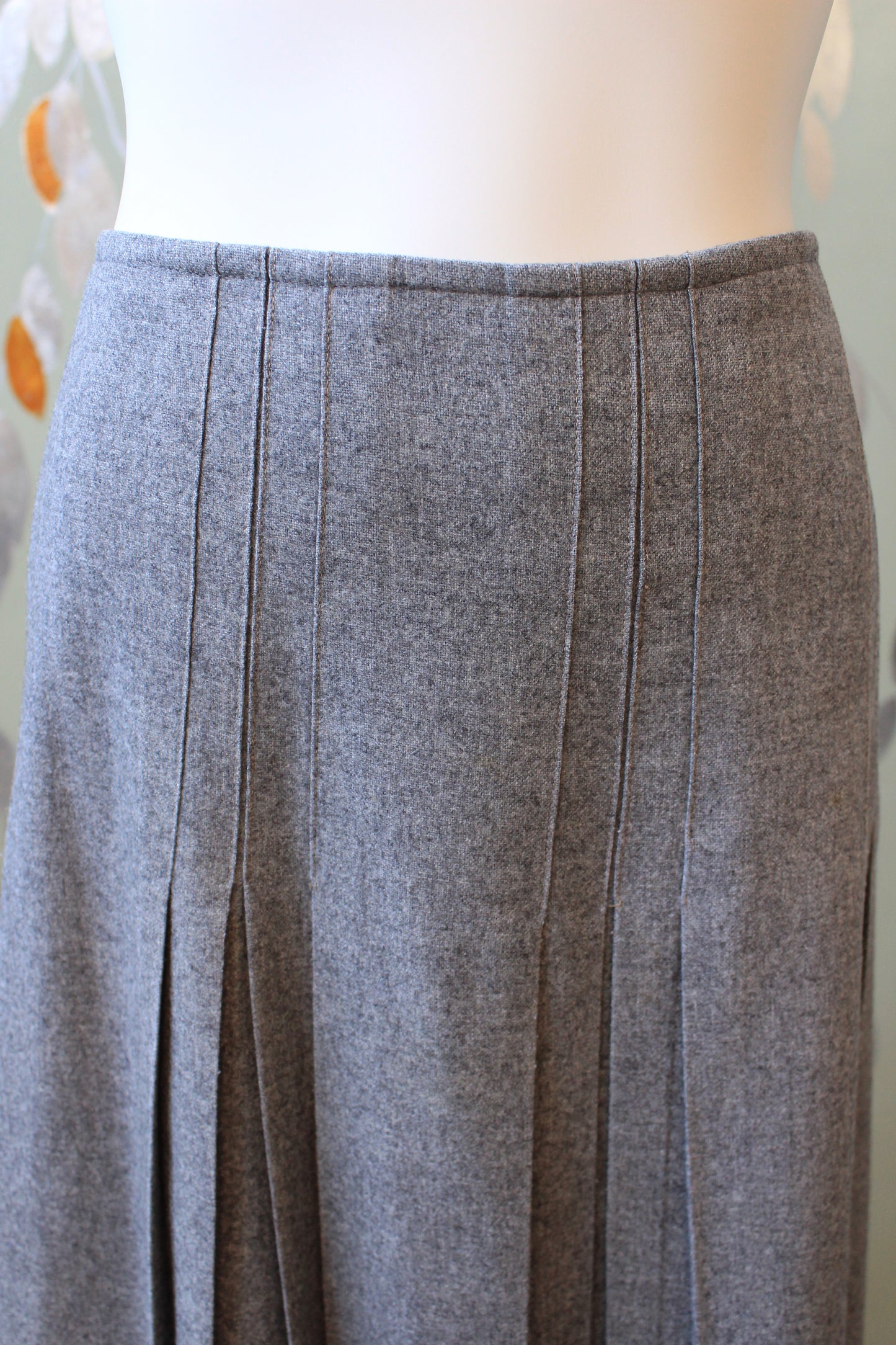 1970s Pierre Cardin Pleated Medium Grey Skirt, Large