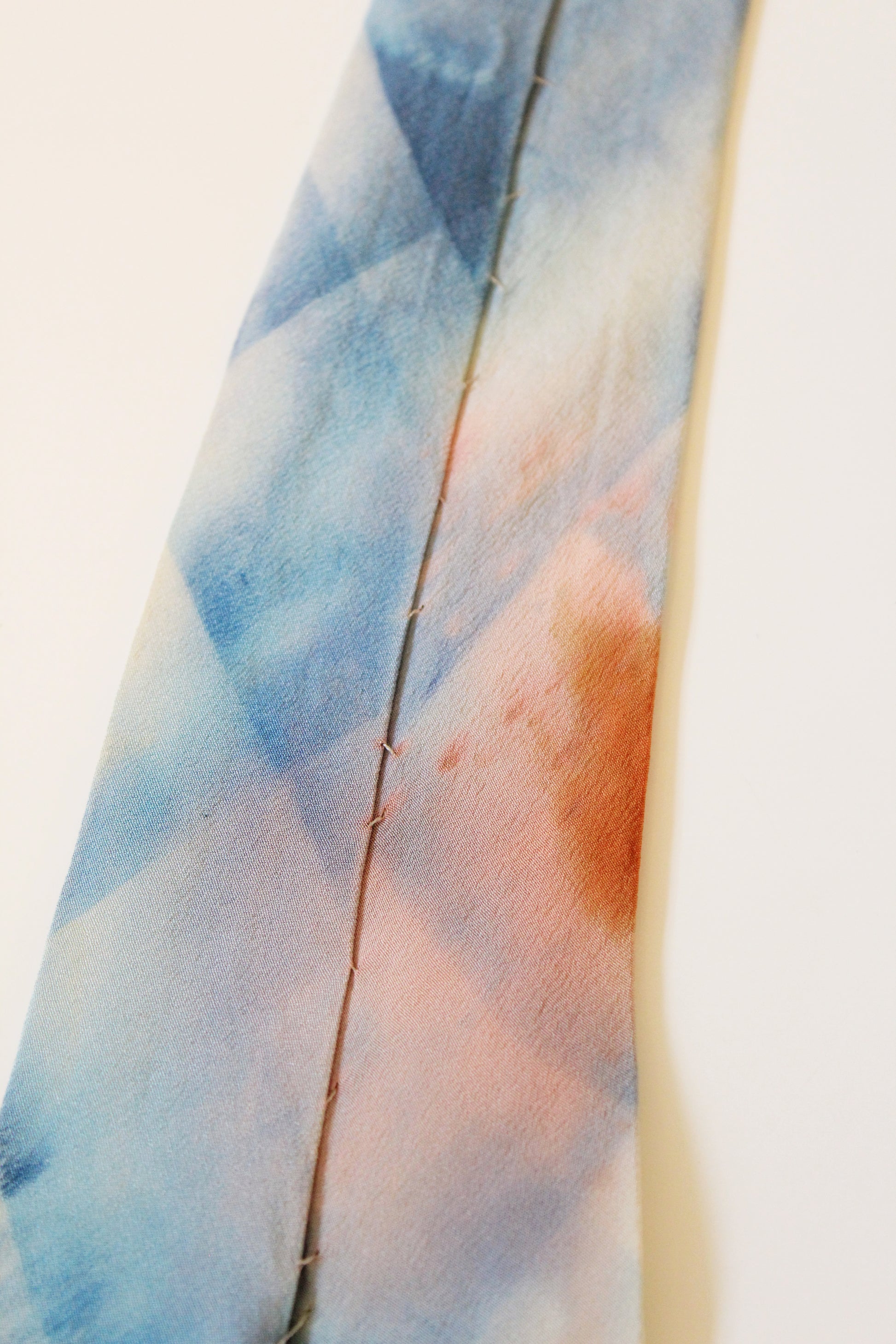 Vintage 1950s Light Blue Tie Dye Like Floral Hand Painted Tie